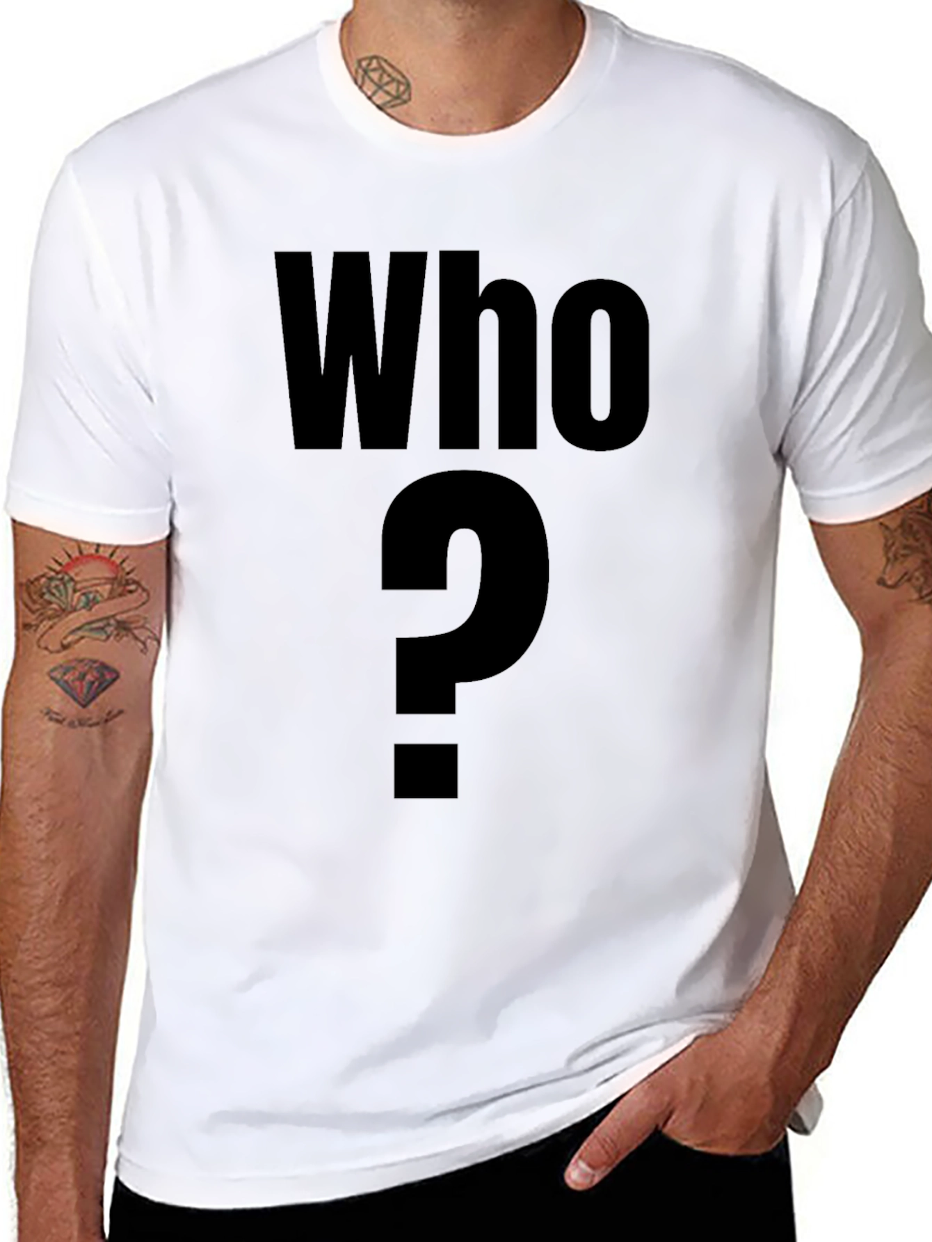 Who? Graphic T-Shirt - Mens Black Crew Neck Tee
