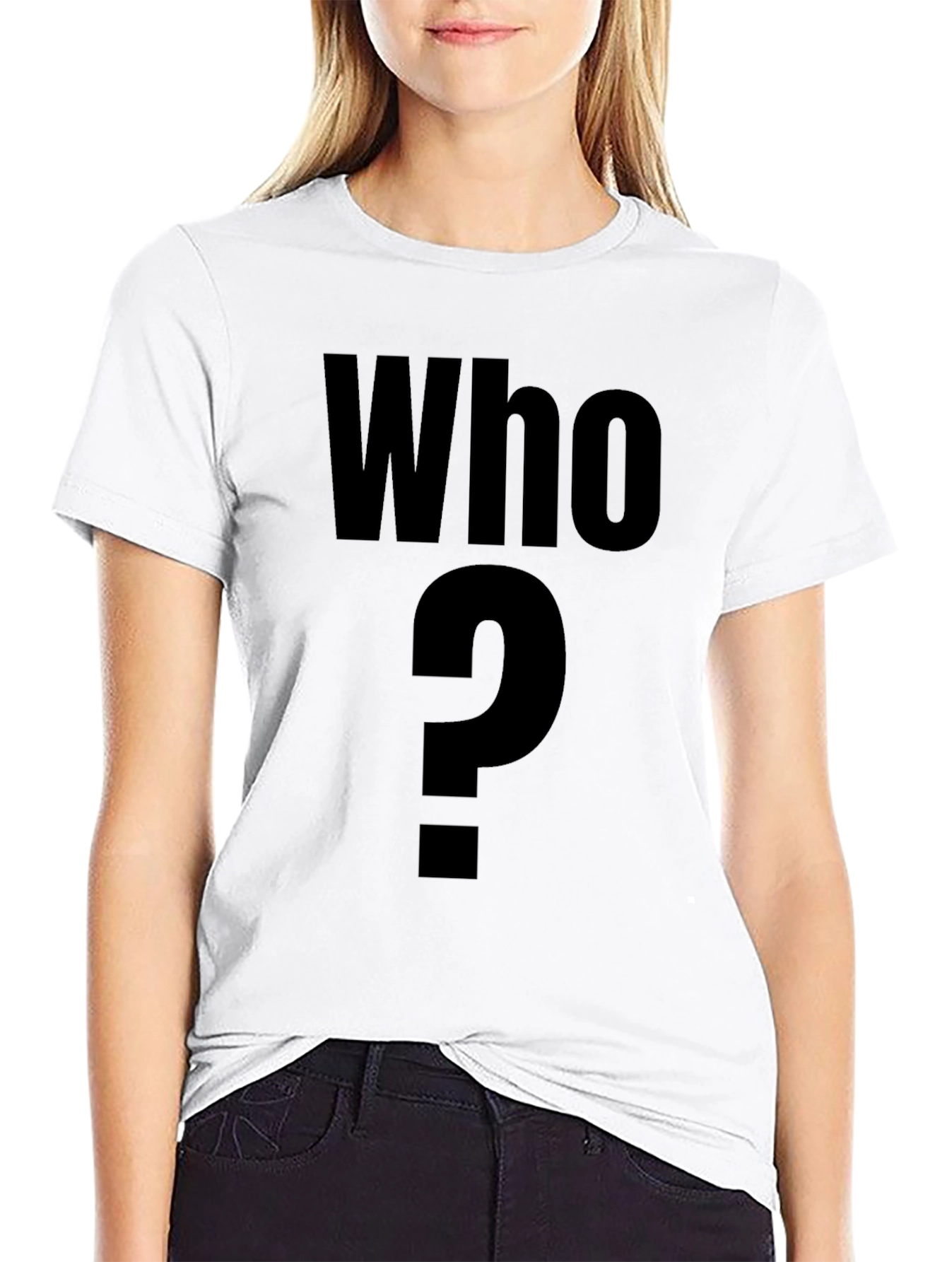 Who? Graphic T-Shirt - Mens Black Crew Neck Tee