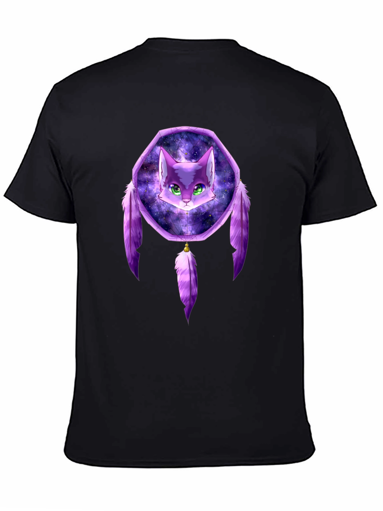 Cat Dreamcatcher Graphic Black T-Shirt