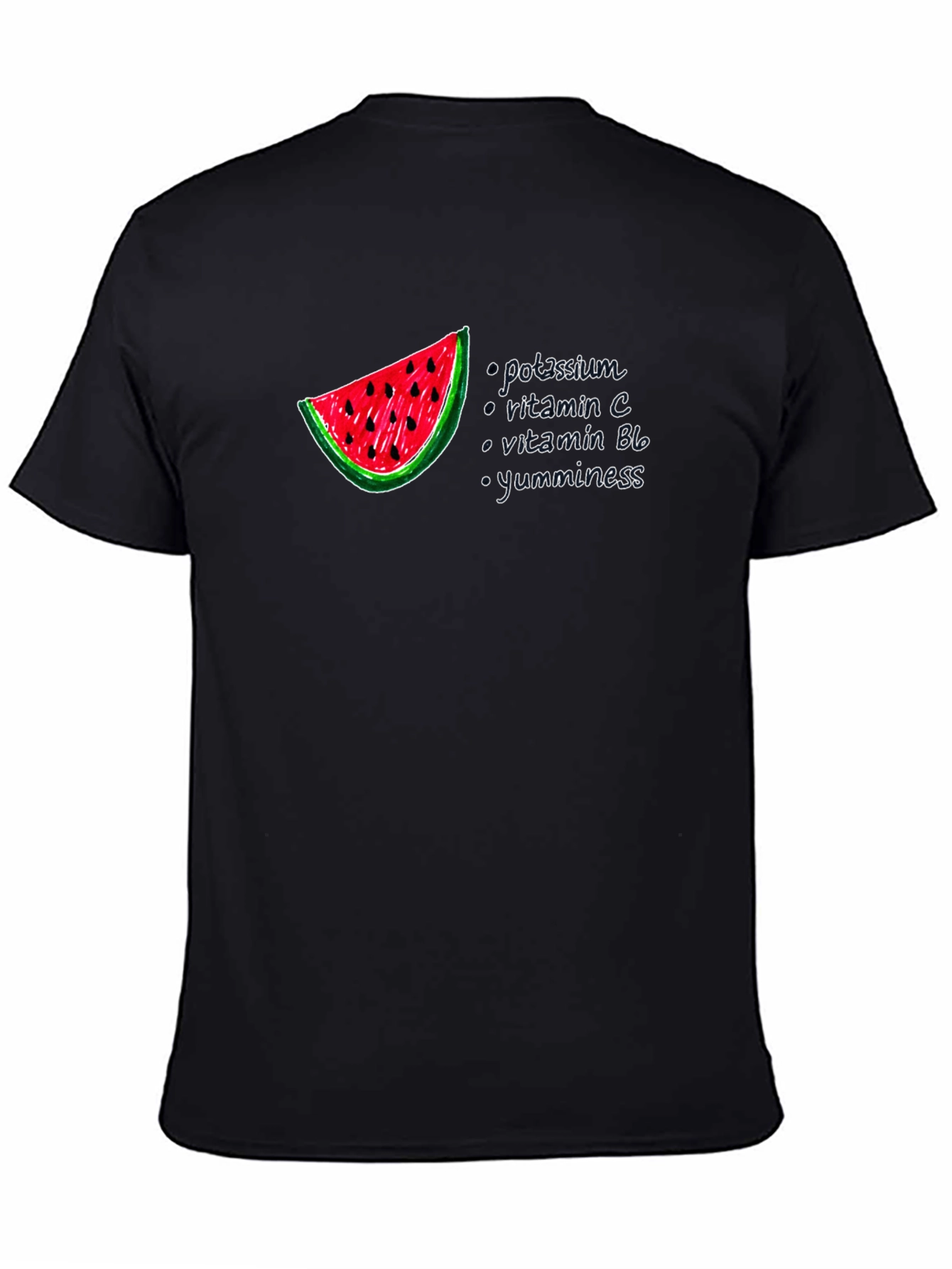 Watermelon Nutrition Facts Graphic T-Shirt - Unisex Black Tee