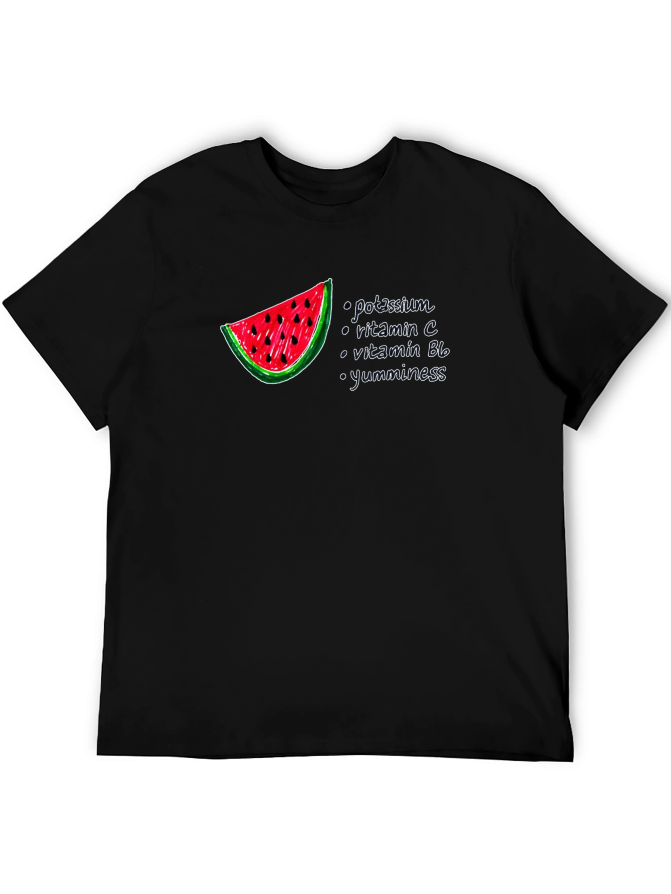 Watermelon Nutrition Facts Graphic T-Shirt - Unisex Black Tee