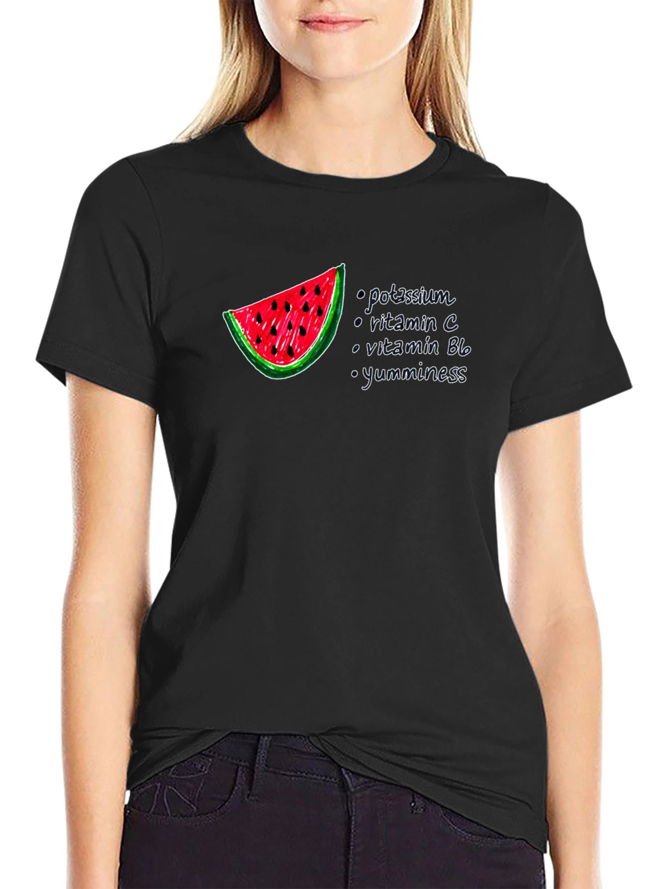 Watermelon Nutrition Facts Graphic T-Shirt - Unisex Black Tee