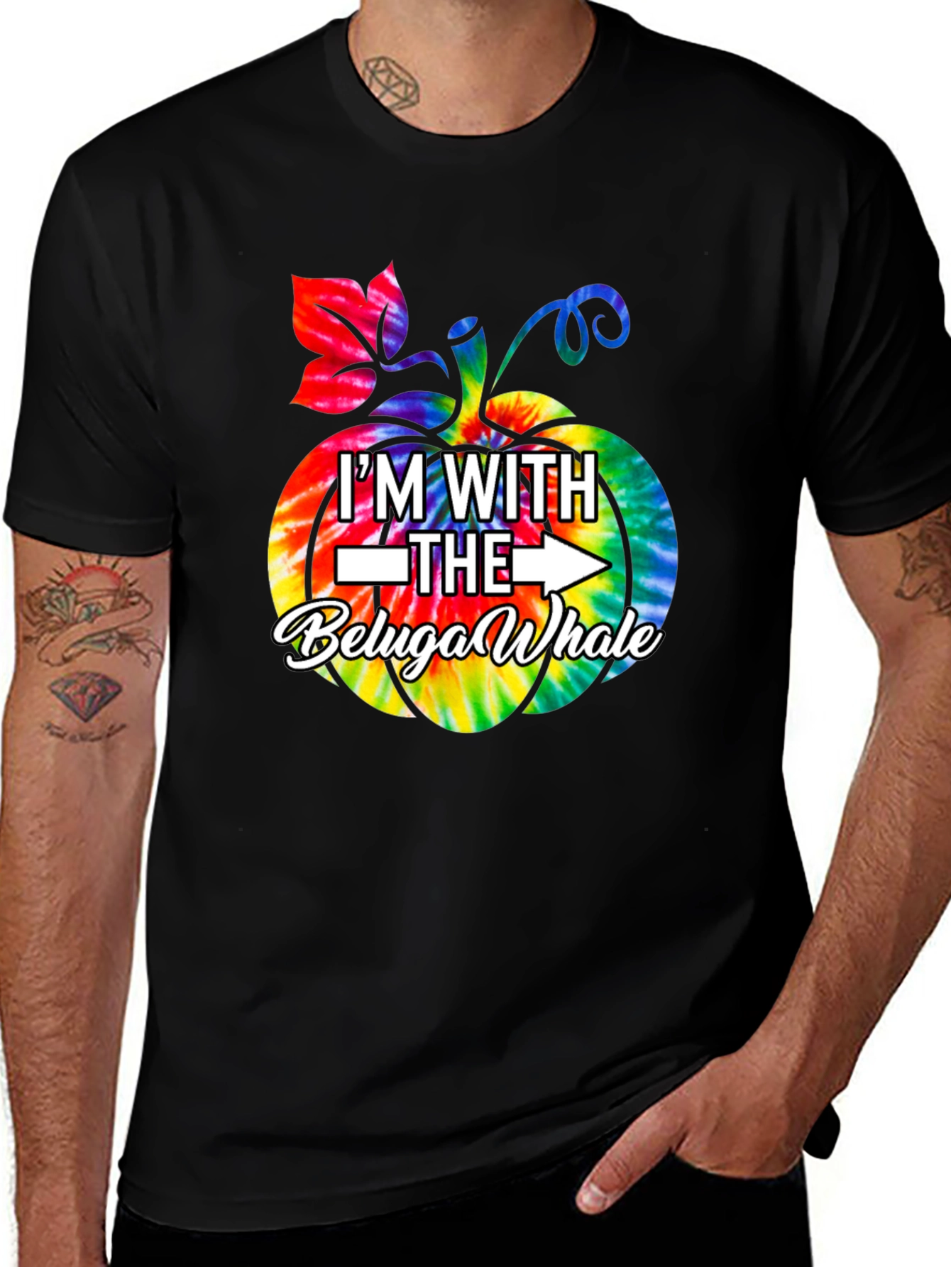 Im with the Beluga Whale Pumpkin Tie-dye T-Shirt