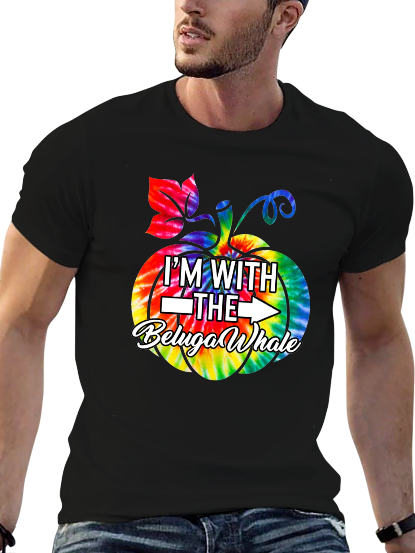 Im with the Beluga Whale Pumpkin Tie-dye T-Shirt