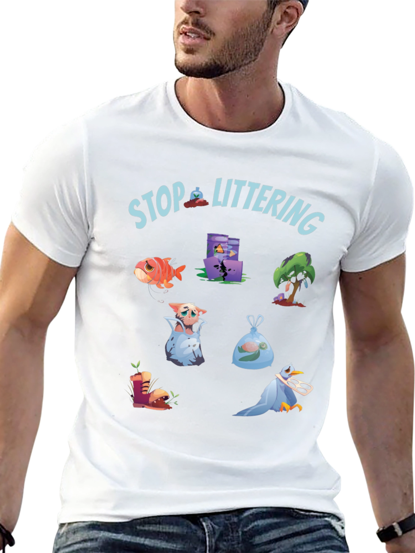 Eco-Friendly Stop Littering Graphic T-Shirt