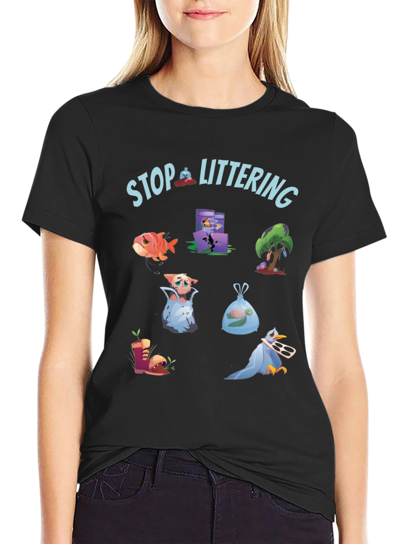 Eco-Friendly Stop Littering Graphic T-Shirt