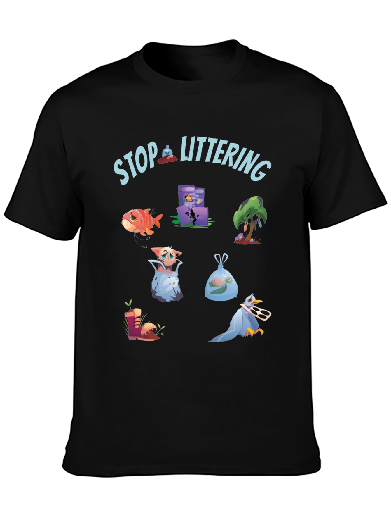 Eco-Friendly Stop Littering Graphic T-Shirt