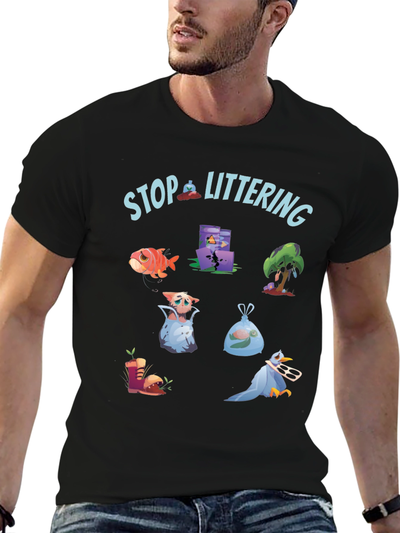 Eco-Friendly Stop Littering Graphic T-Shirt