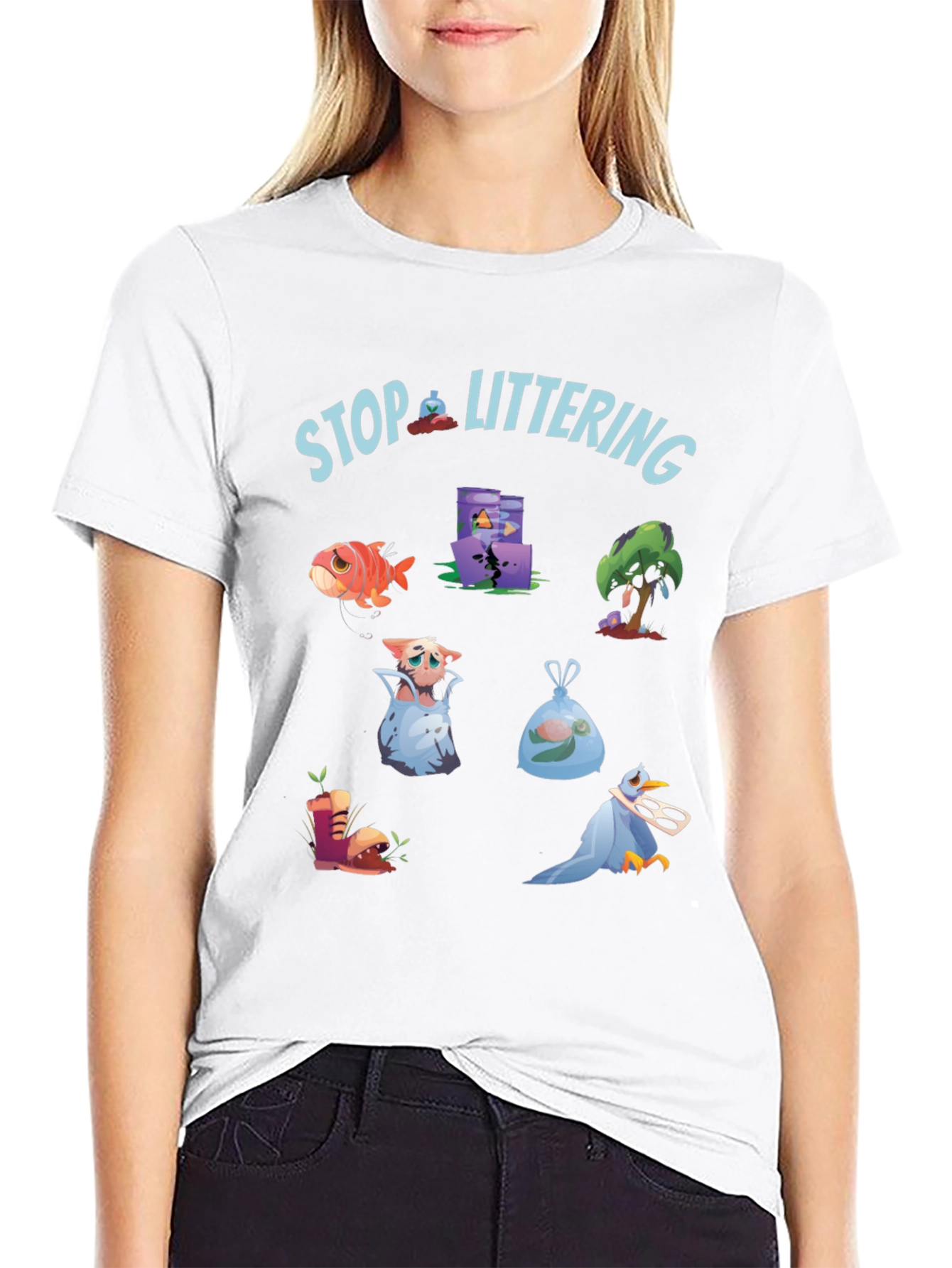 Eco-Friendly Stop Littering Graphic T-Shirt