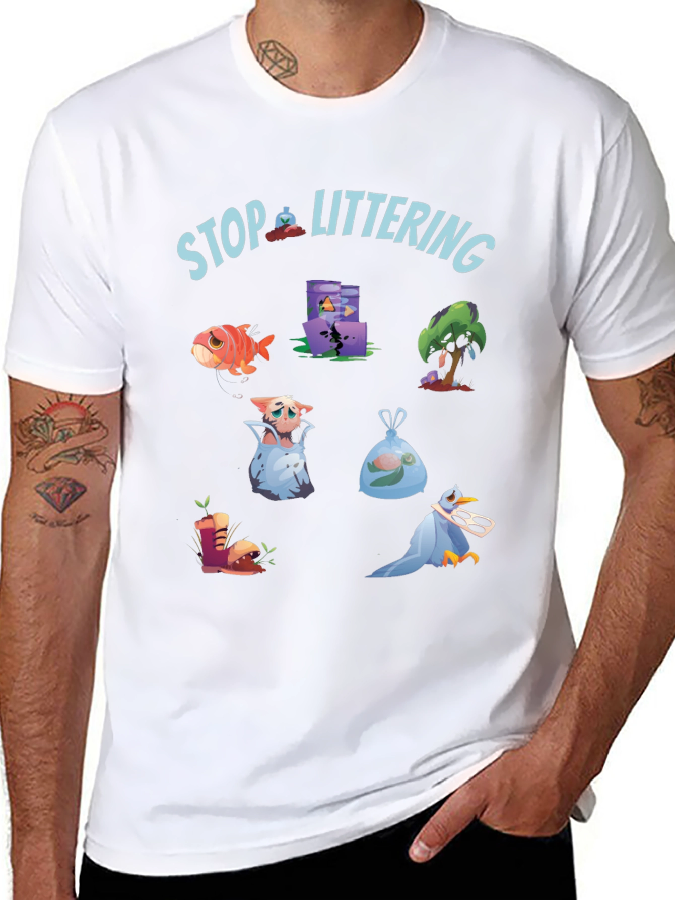 Eco-Friendly Stop Littering Graphic T-Shirt