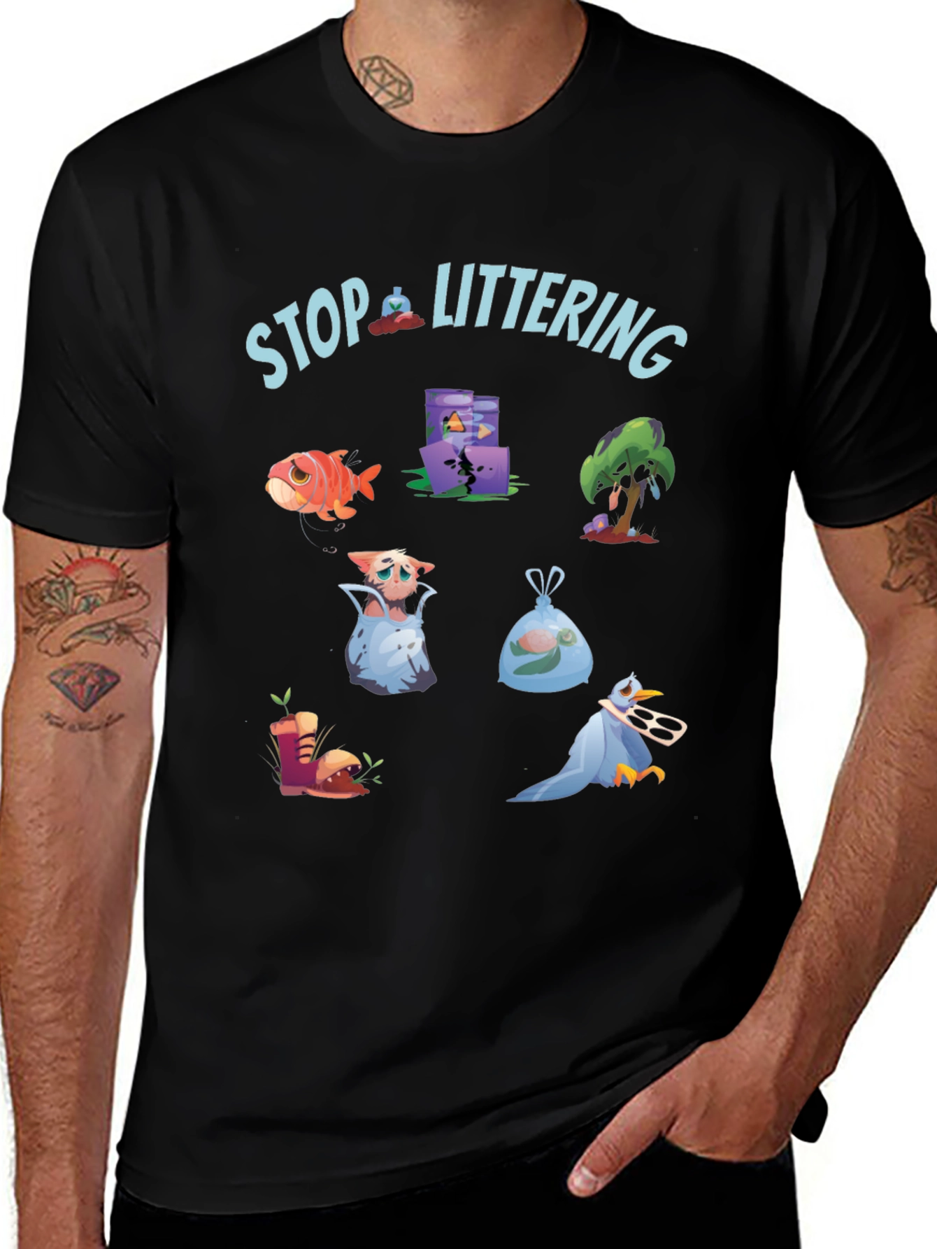 Eco-Friendly Stop Littering Graphic T-Shirt