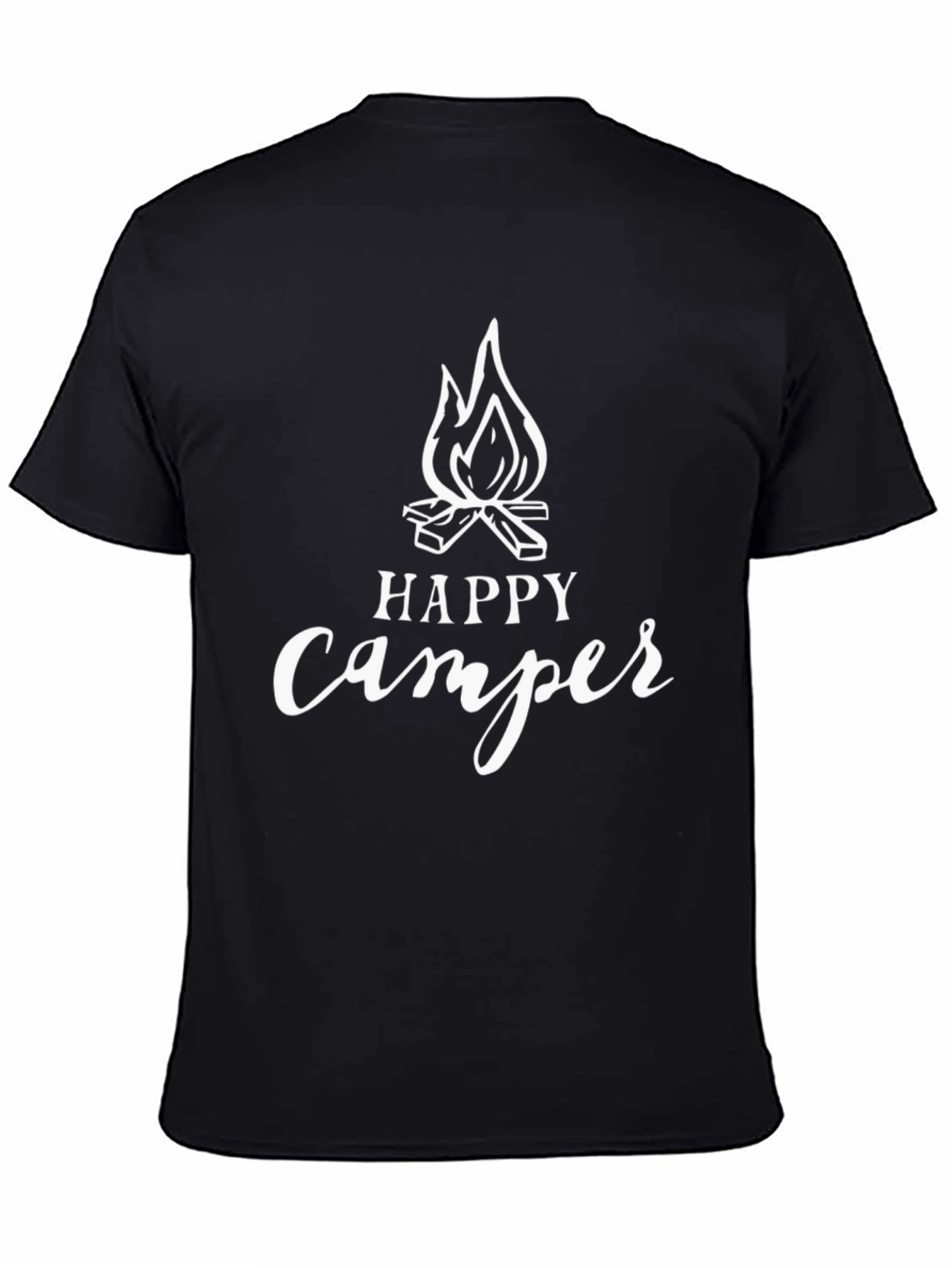 Happy Camper Graphic Tee - Black Cotton Camping Shirt