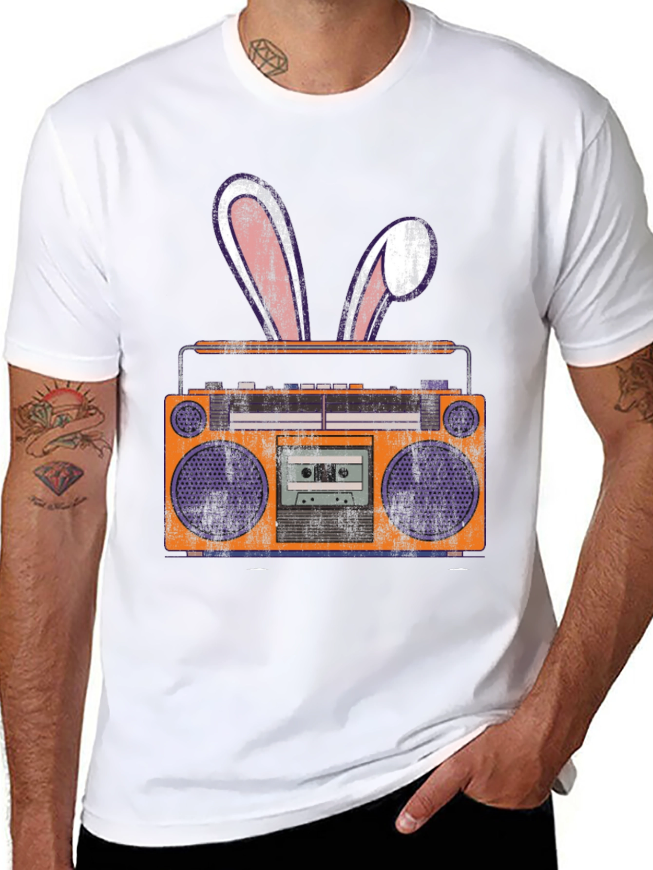 Retro Boombox Easter Bunny T-Shirt