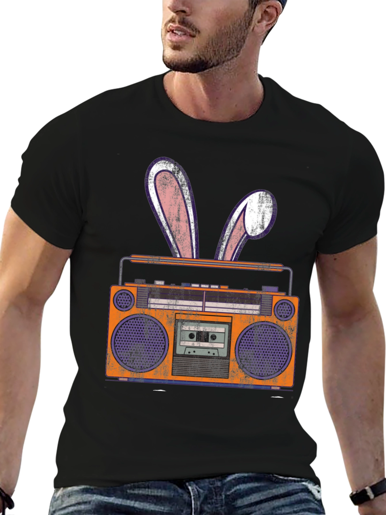 Retro Boombox Easter Bunny T-Shirt