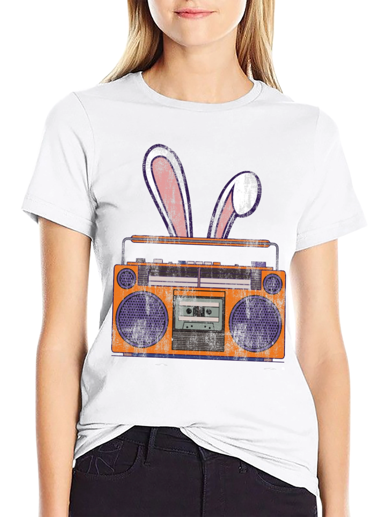 Retro Boombox Easter Bunny T-Shirt