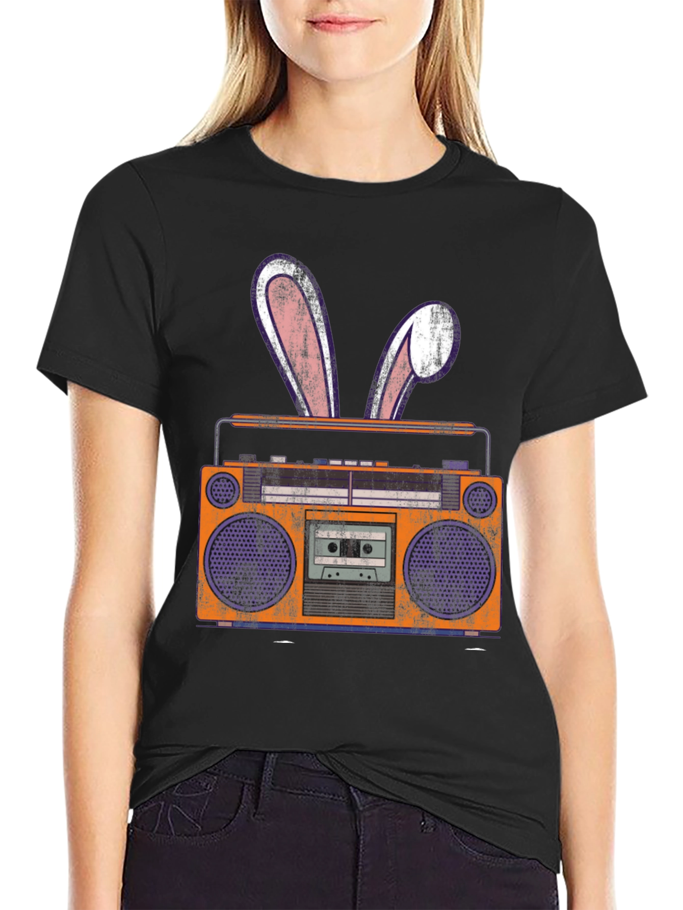 Retro Boombox Easter Bunny T-Shirt