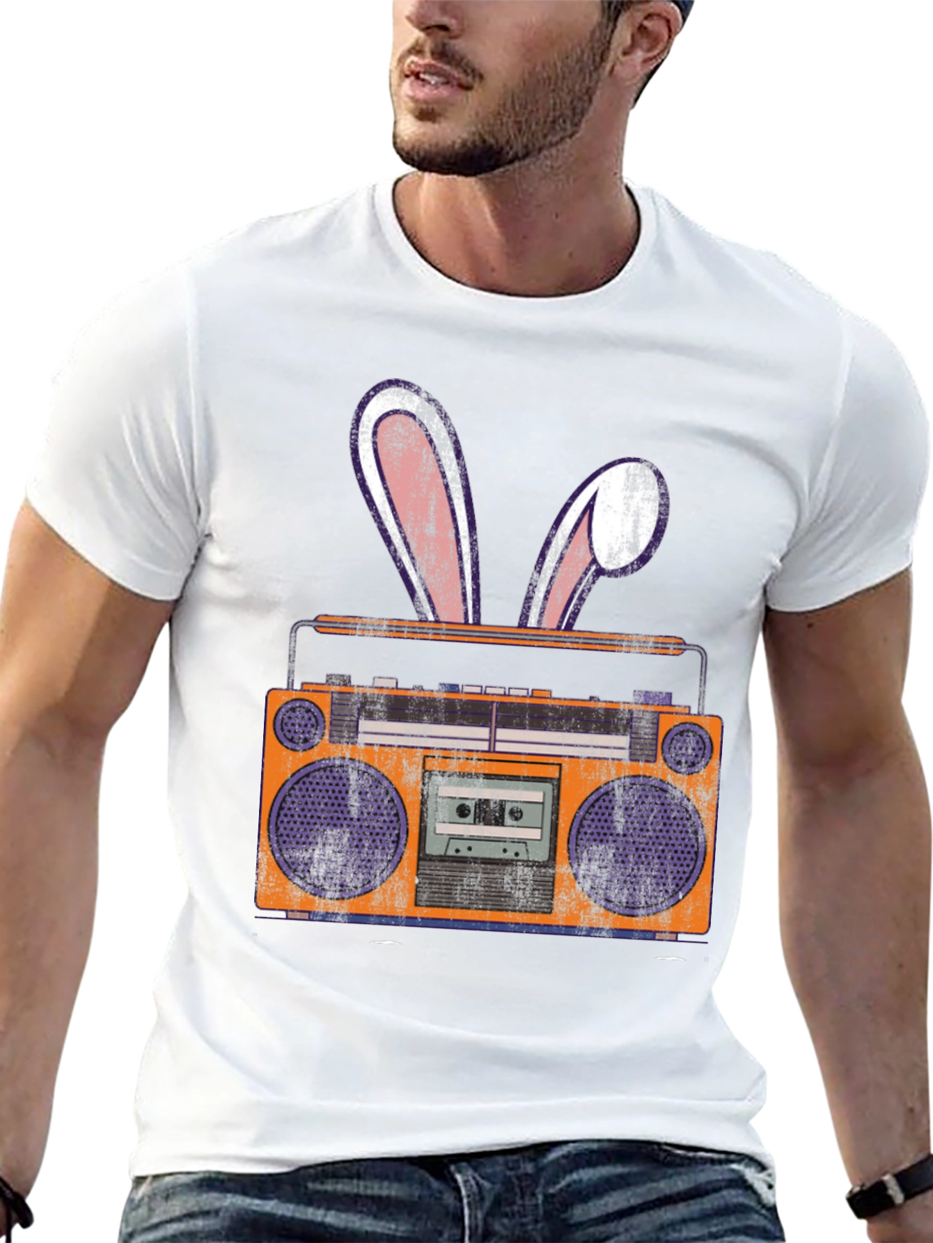 Retro Boombox Easter Bunny T-Shirt