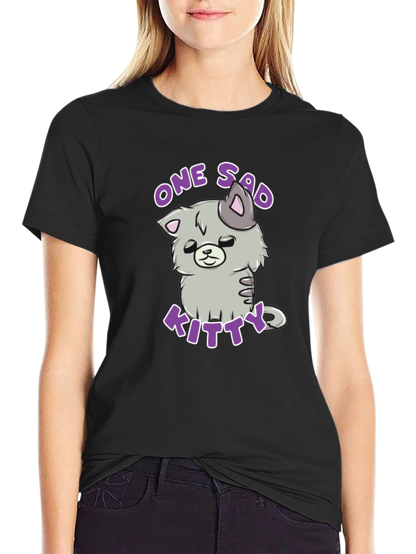 One Sad Kitty T-Shirt - Cute Cartoon Cat Tee