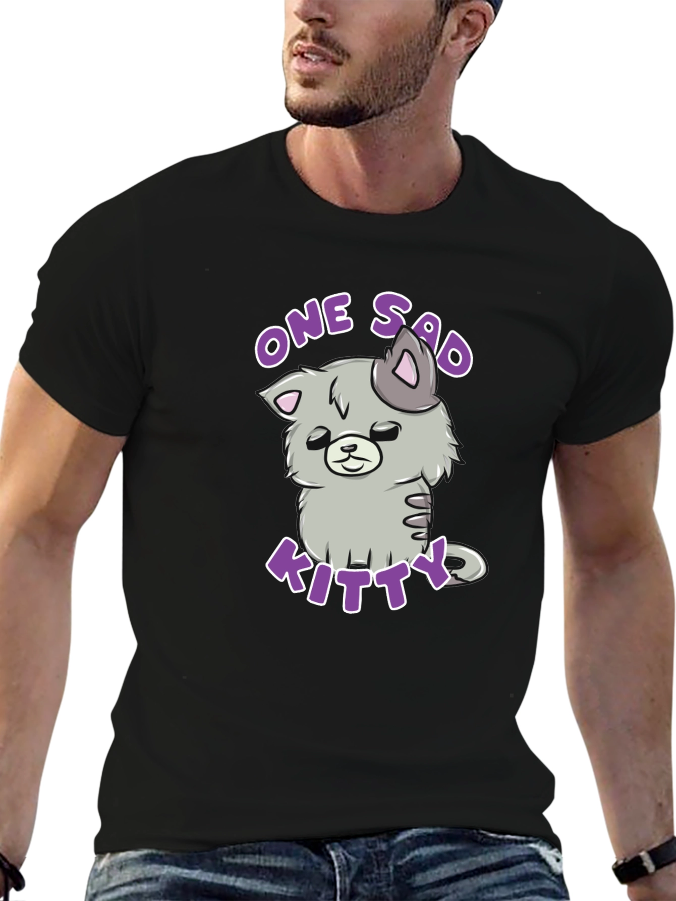One Sad Kitty T-Shirt - Cute Cartoon Cat Tee