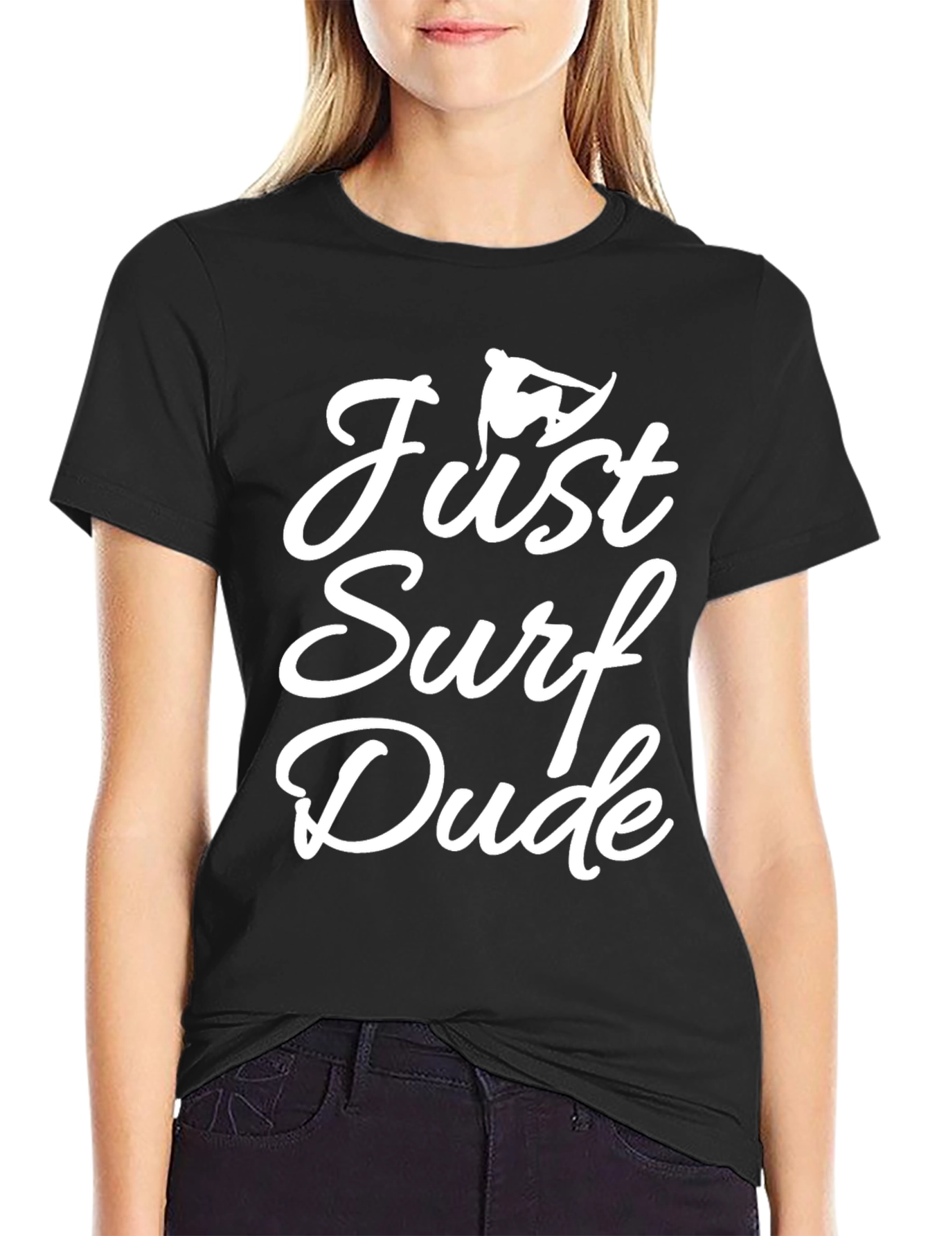 Just Surf Dude T-Shirt - Black Graphic Tee