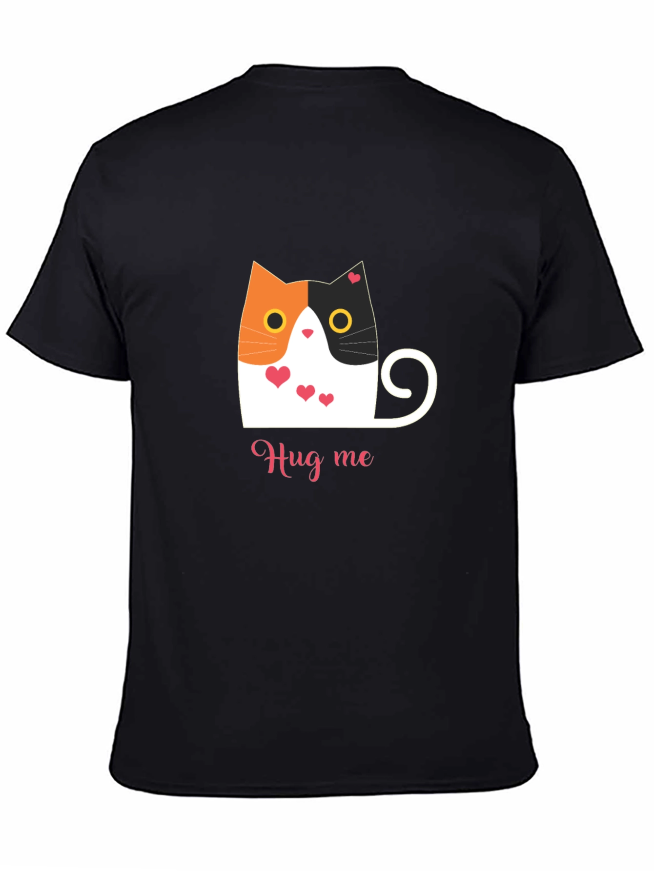 Cute Cat Hug Me T-Shirt - Soft Black Tee