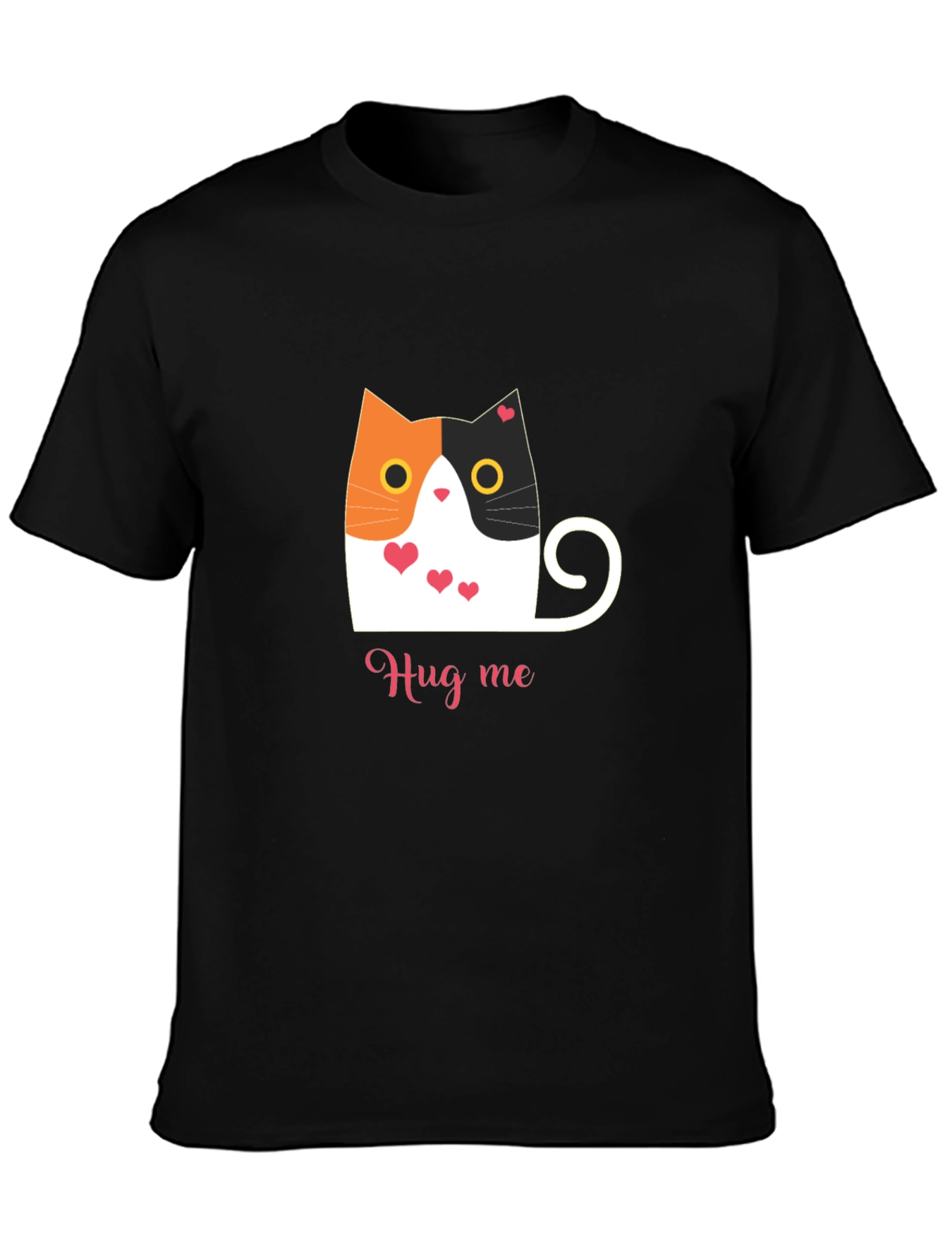Cute Cat Hug Me T-Shirt - Soft Black Tee