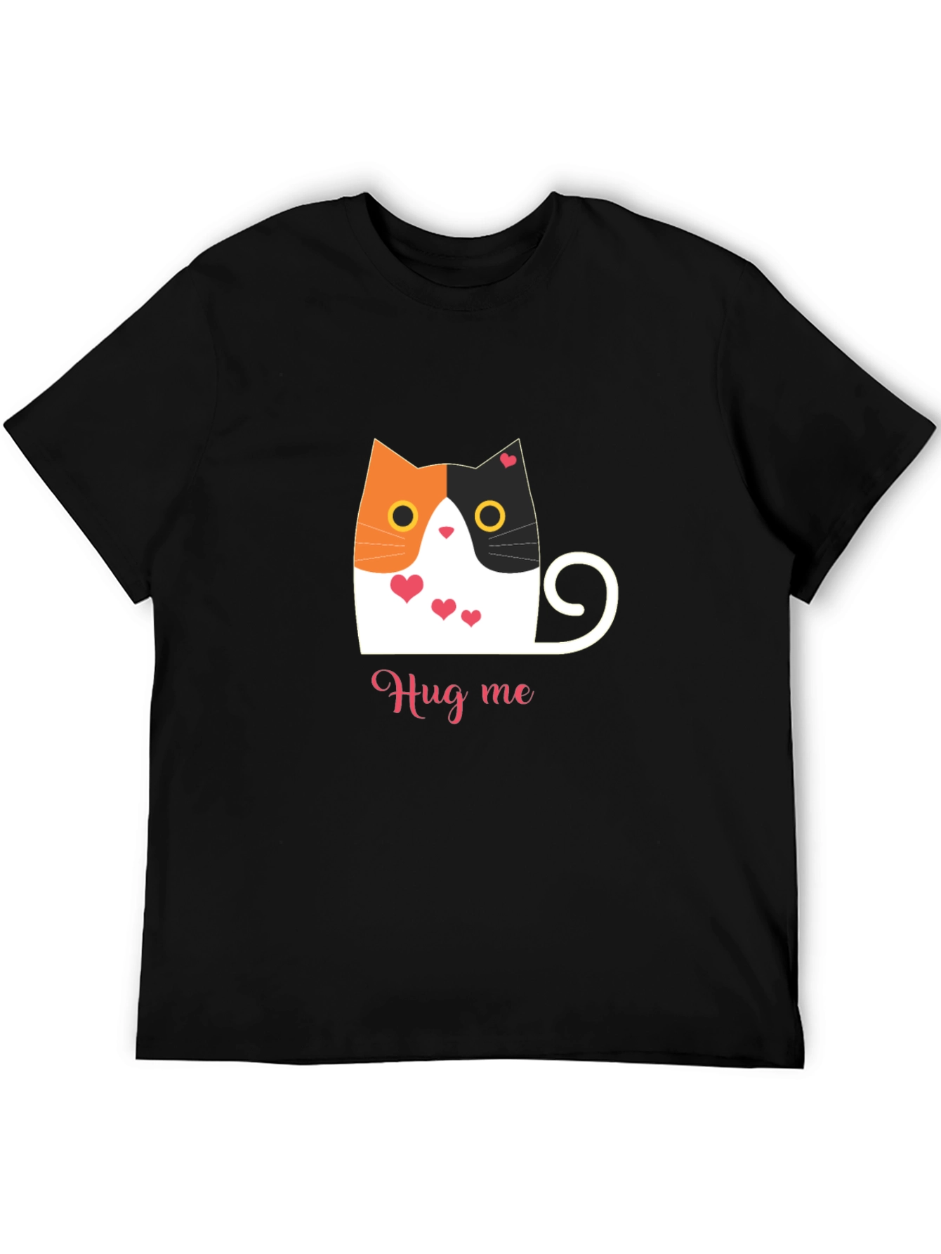 Cute Cat Hug Me T-Shirt - Soft Black Tee