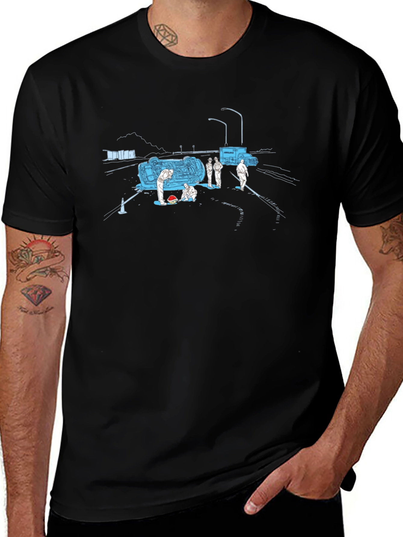 Accident Scene Tee - Unique Graphic Print