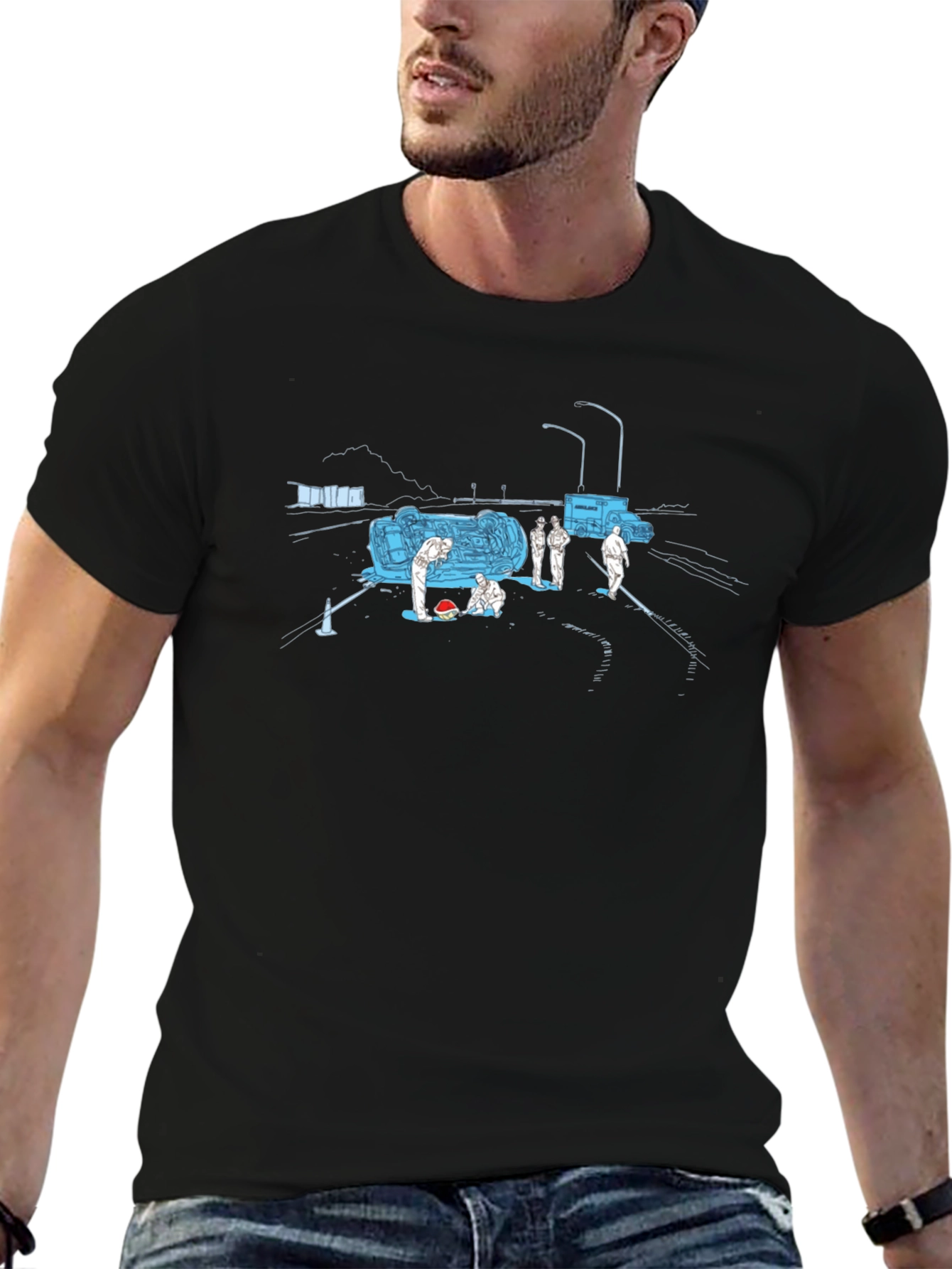 Accident Scene Tee - Unique Graphic Print
