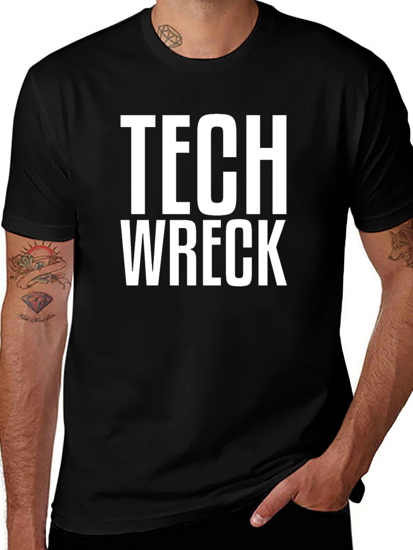 Tech Wreck Graphic Tee - Black Cotton T-Shirt