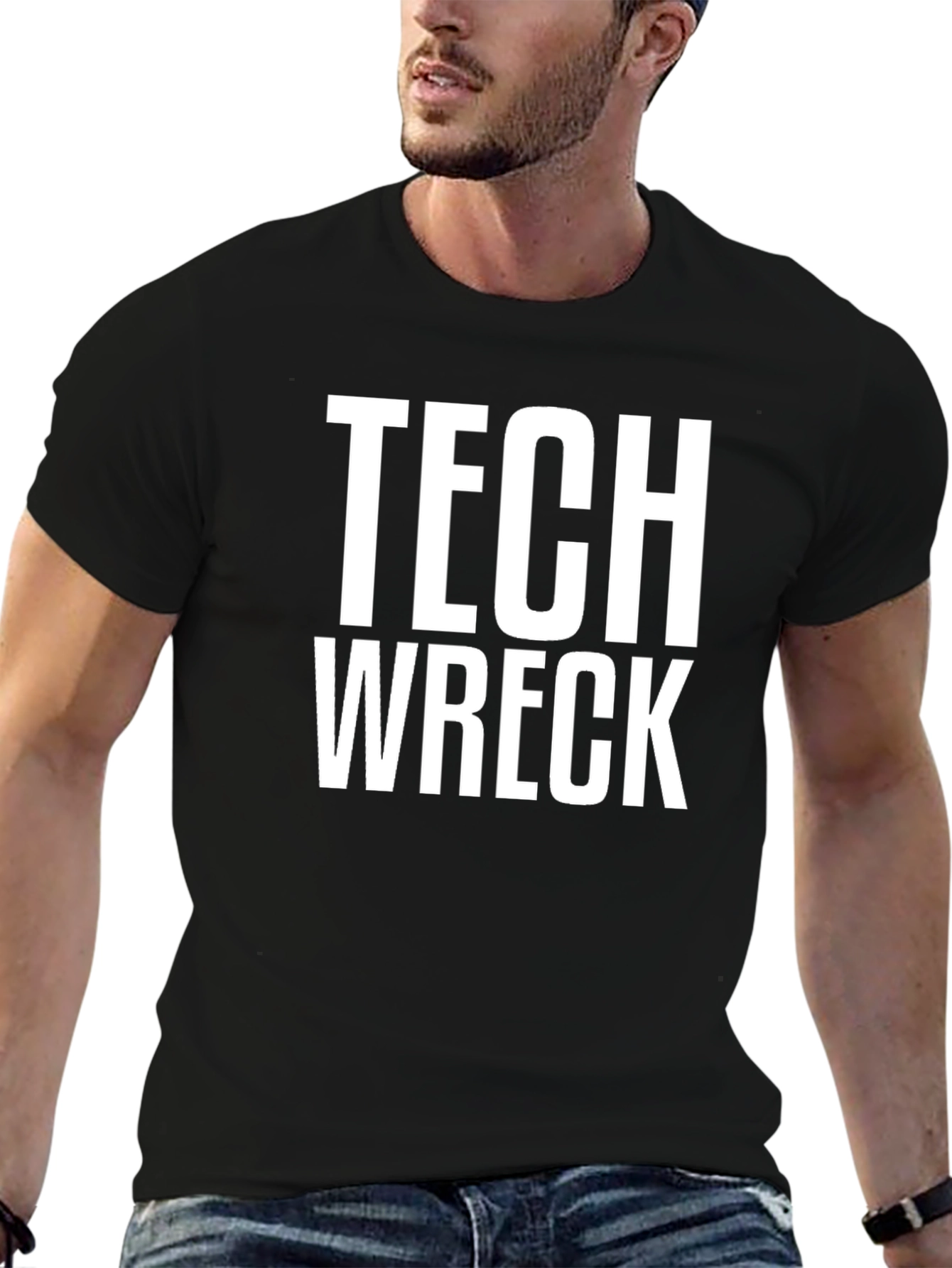 Tech Wreck Graphic Tee - Black Cotton T-Shirt