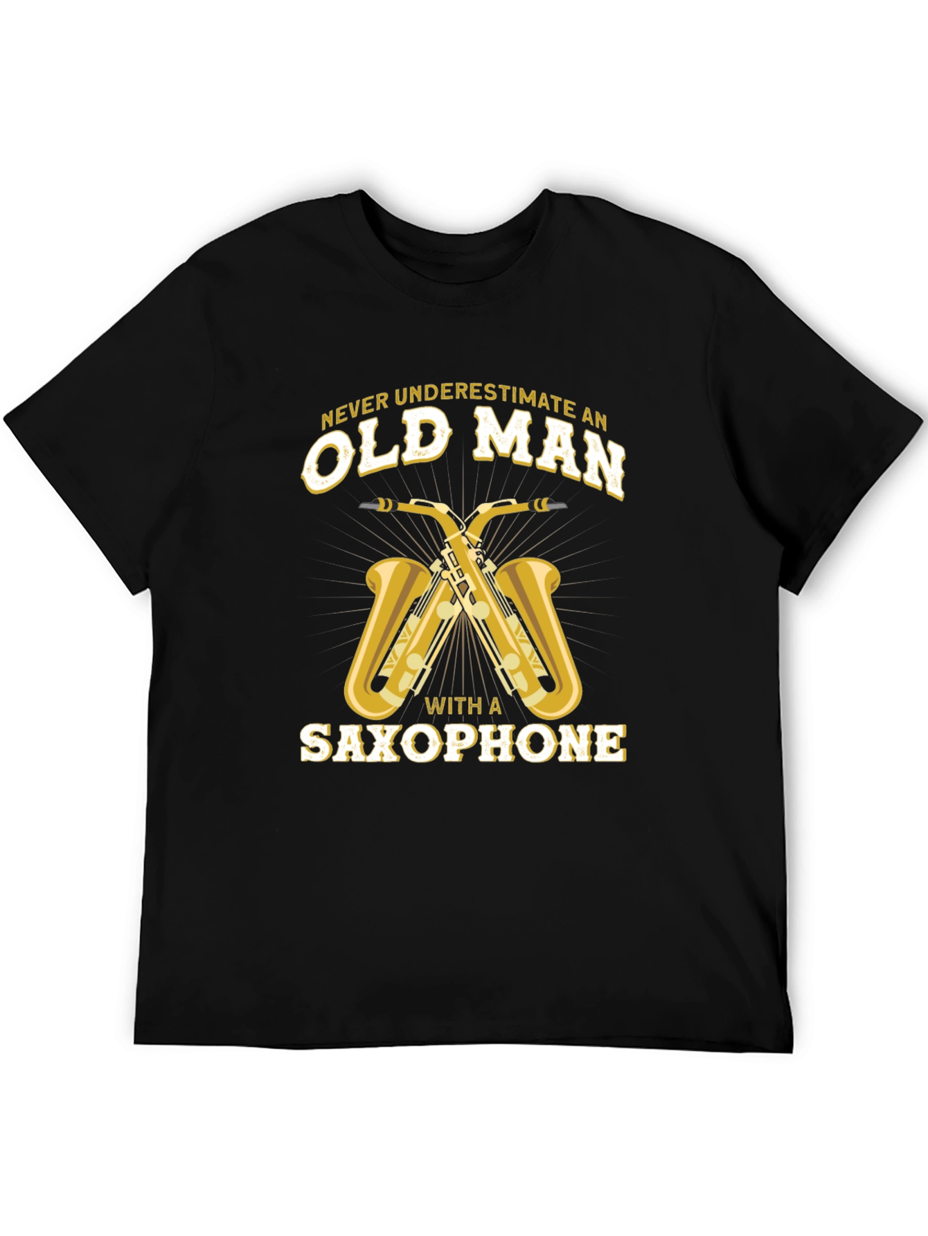 Old Man Saxophone Black Graphic Tee