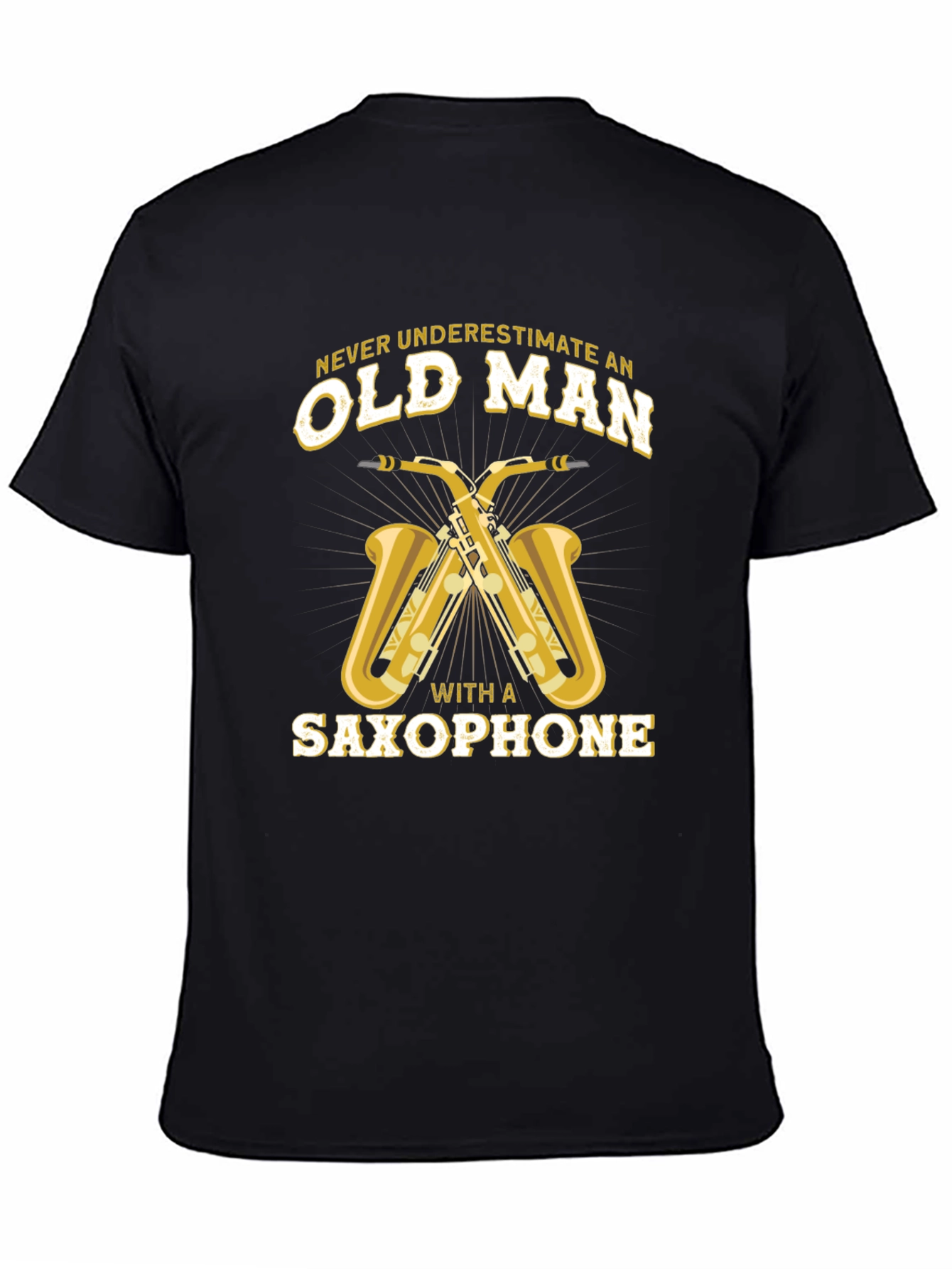Old Man Saxophone Black Graphic Tee
