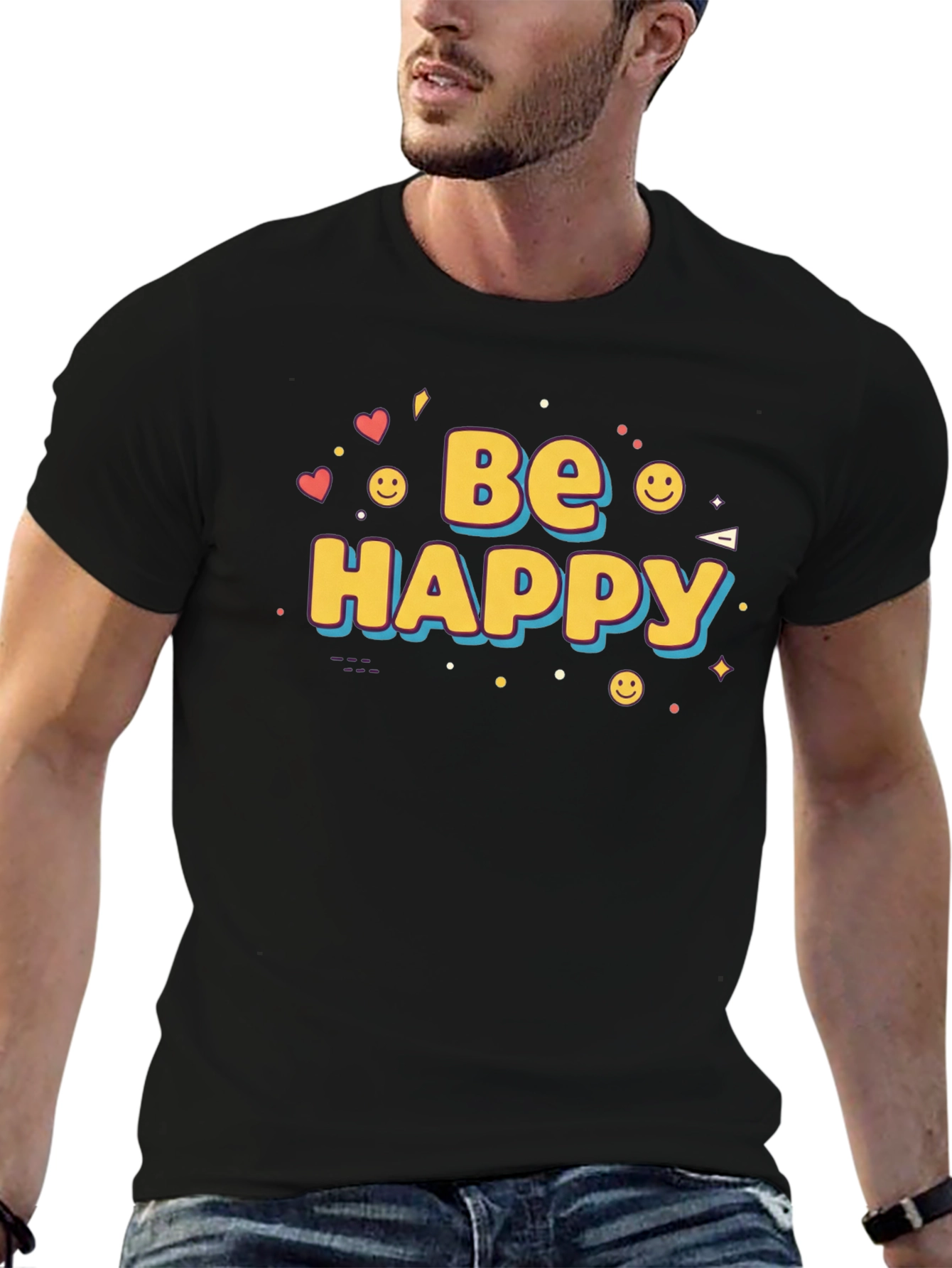 Be Happy Graphic Print T-Shirt