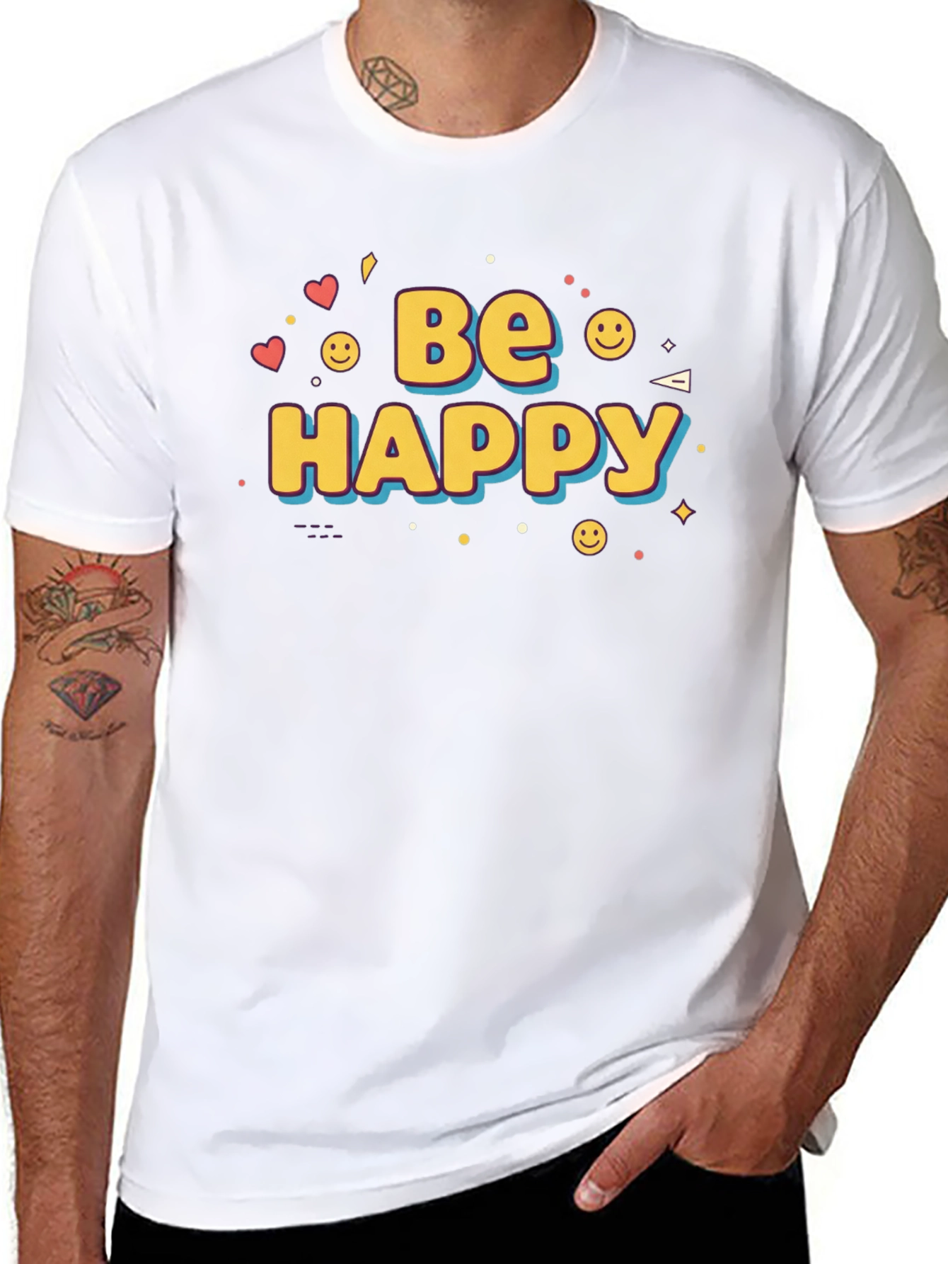 Be Happy Graphic Print T-Shirt