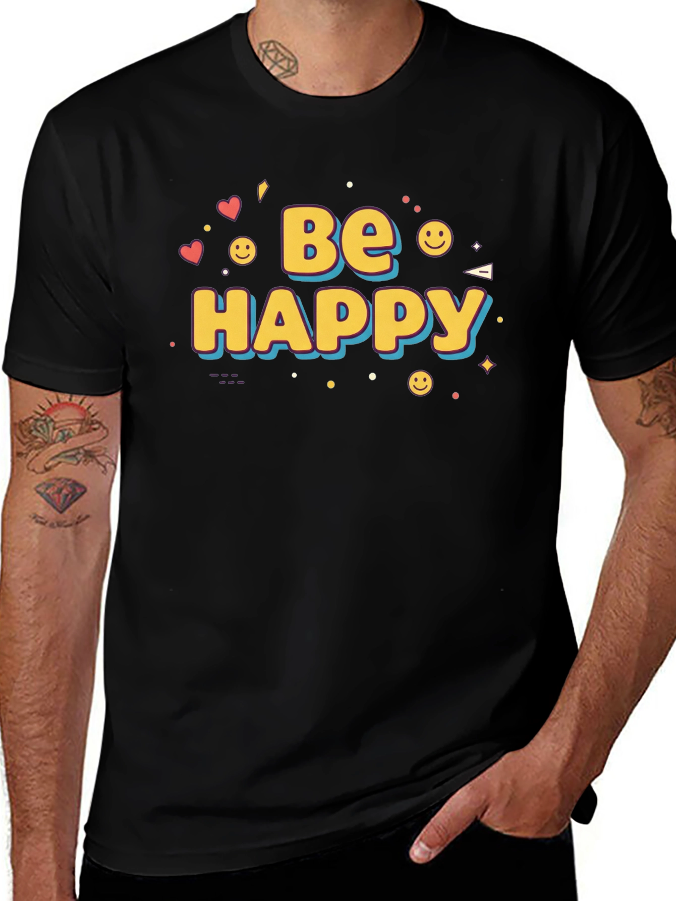Be Happy Graphic Print T-Shirt