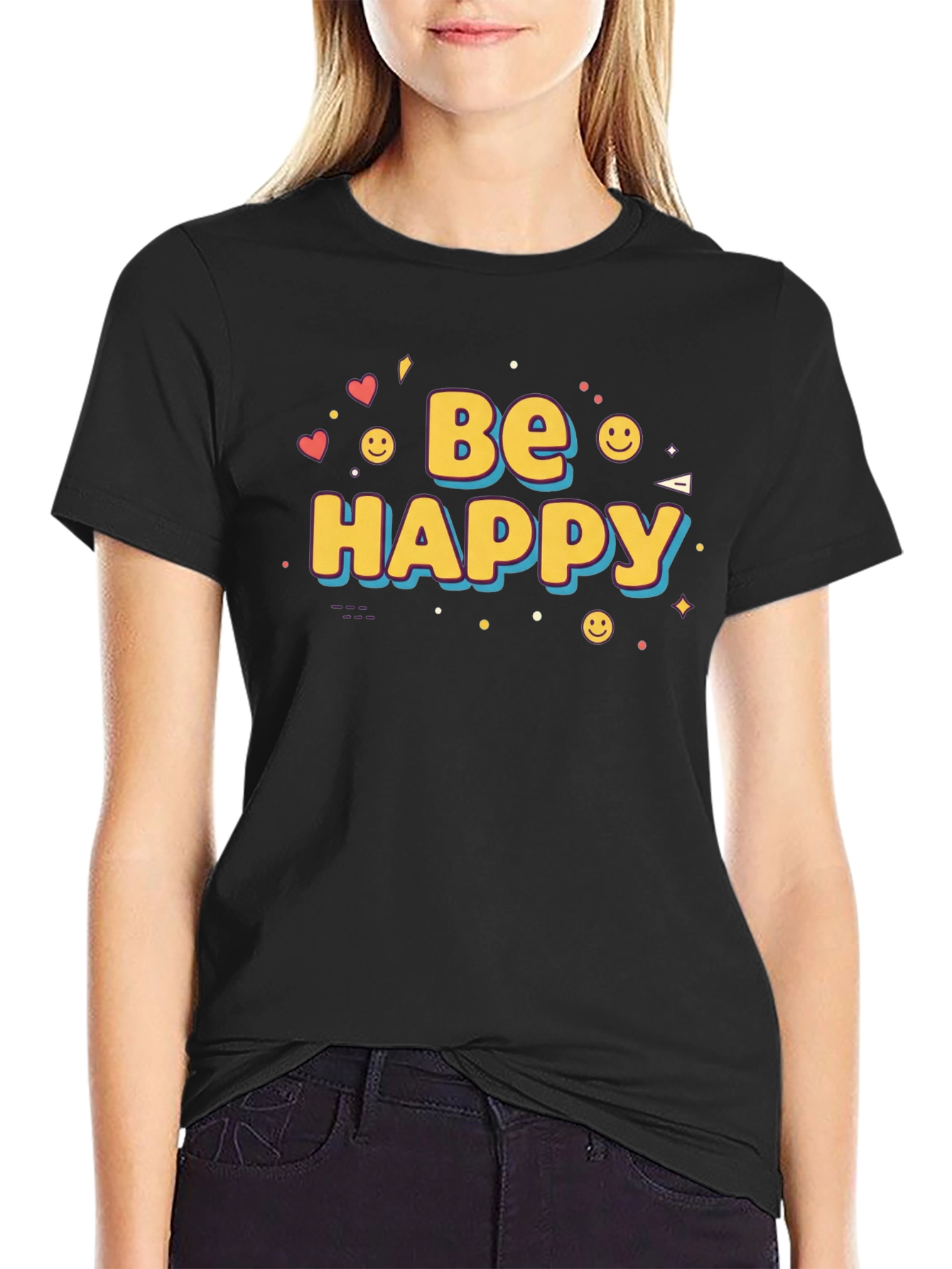 Be Happy Graphic Print T-Shirt