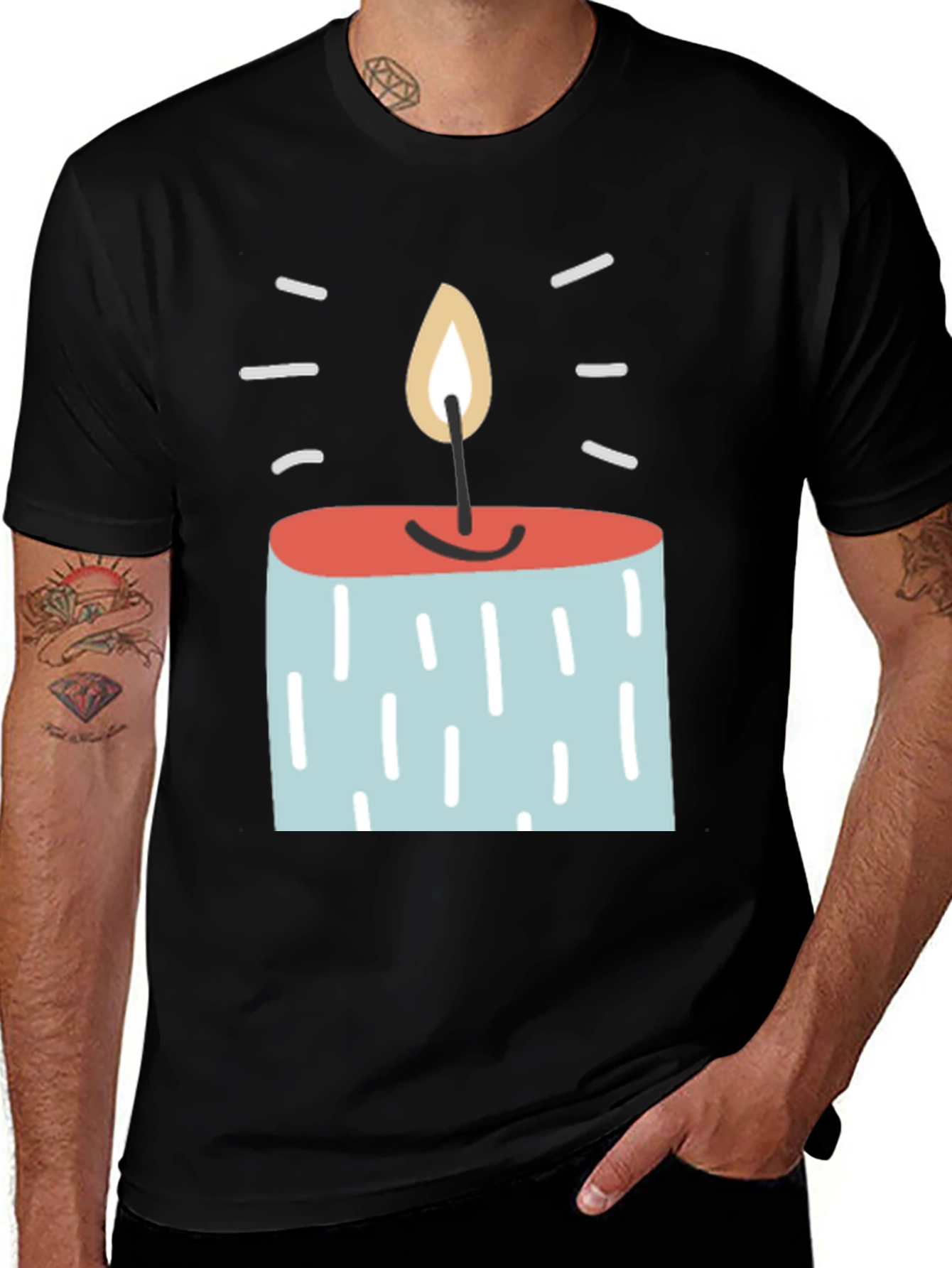 Novelty Candle Graphic Tee - Unique Design Soft Fabric