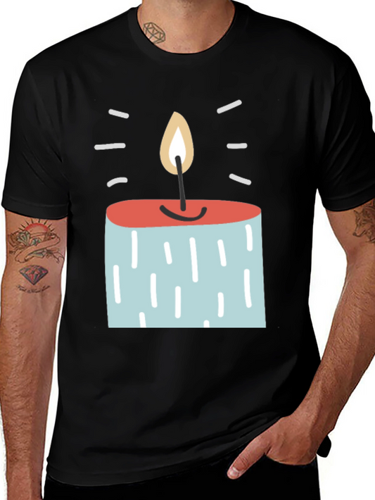 Novelty Candle Graphic Tee - Unique Design Soft Fabric