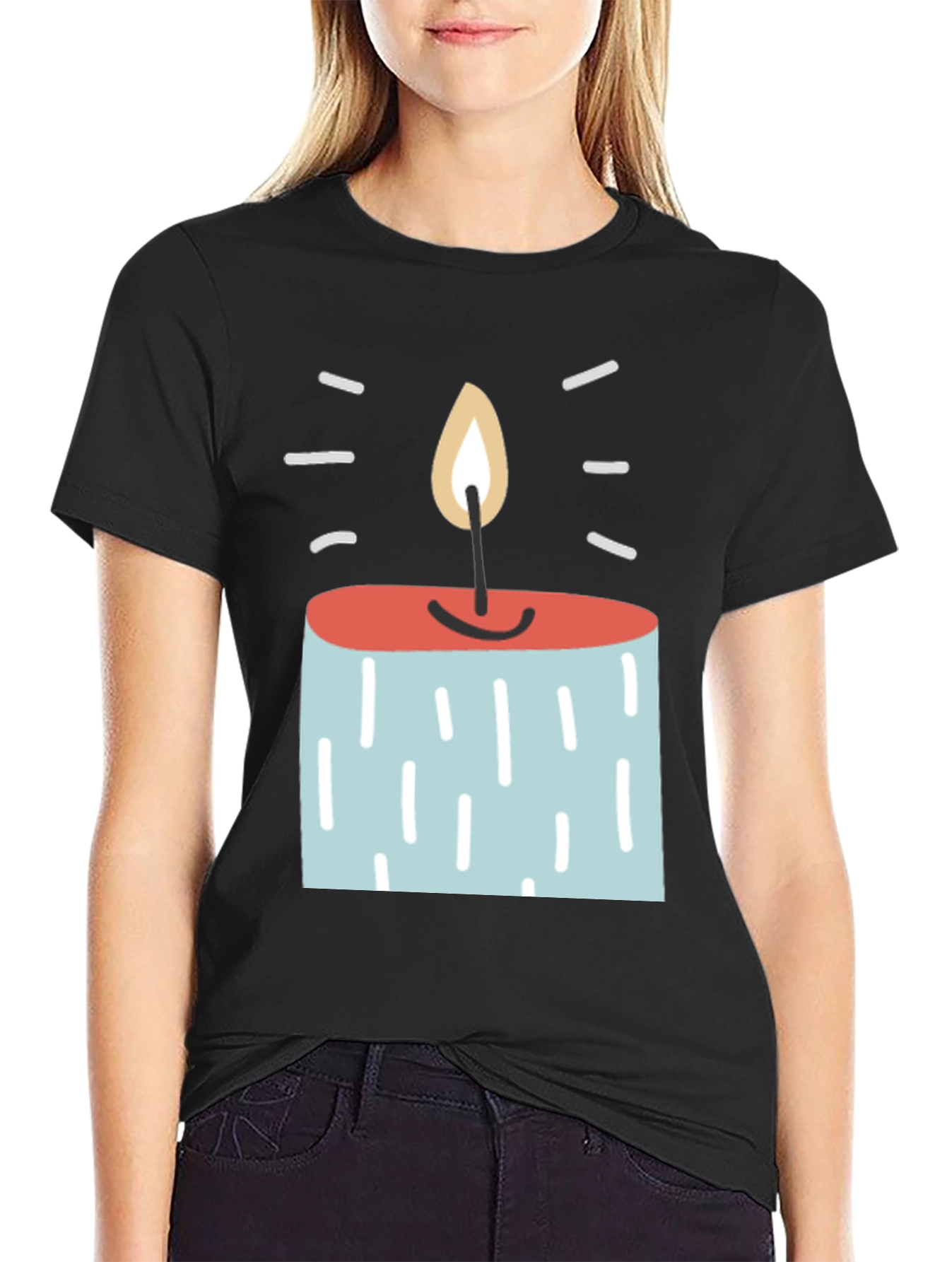 Novelty Candle Graphic Tee - Unique Design Soft Fabric