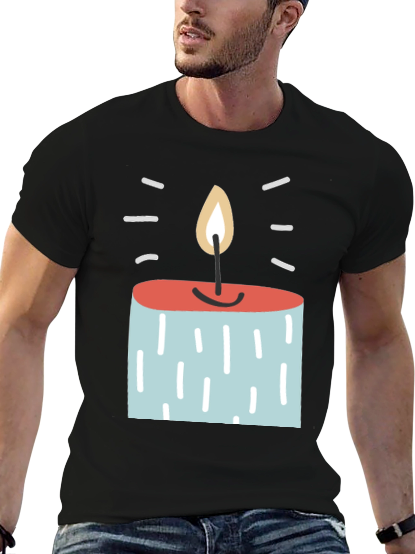 Novelty Candle Graphic Tee - Unique Design Soft Fabric