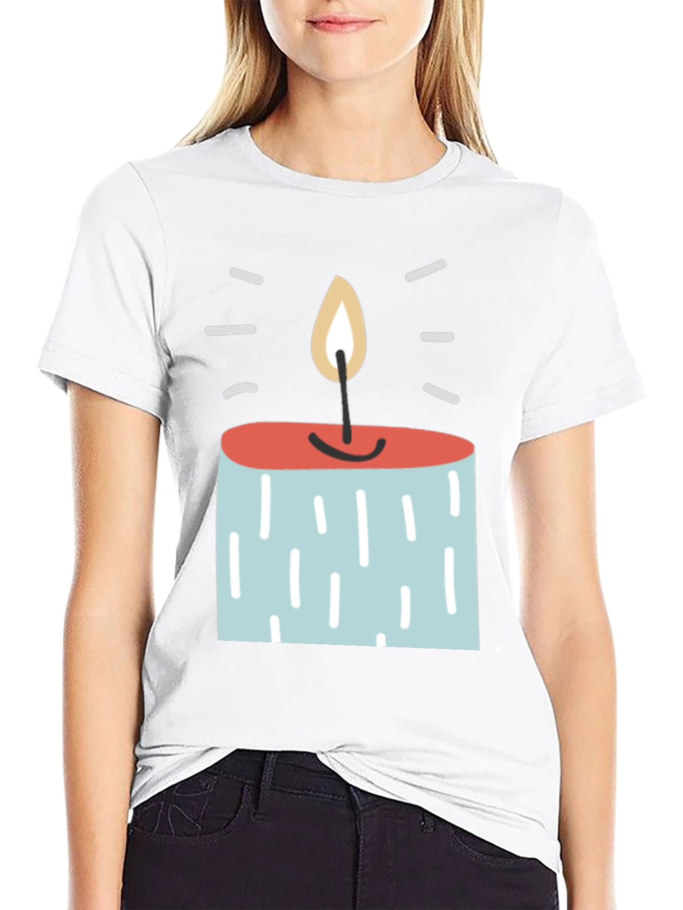Novelty Candle Graphic Tee - Unique Design Soft Fabric