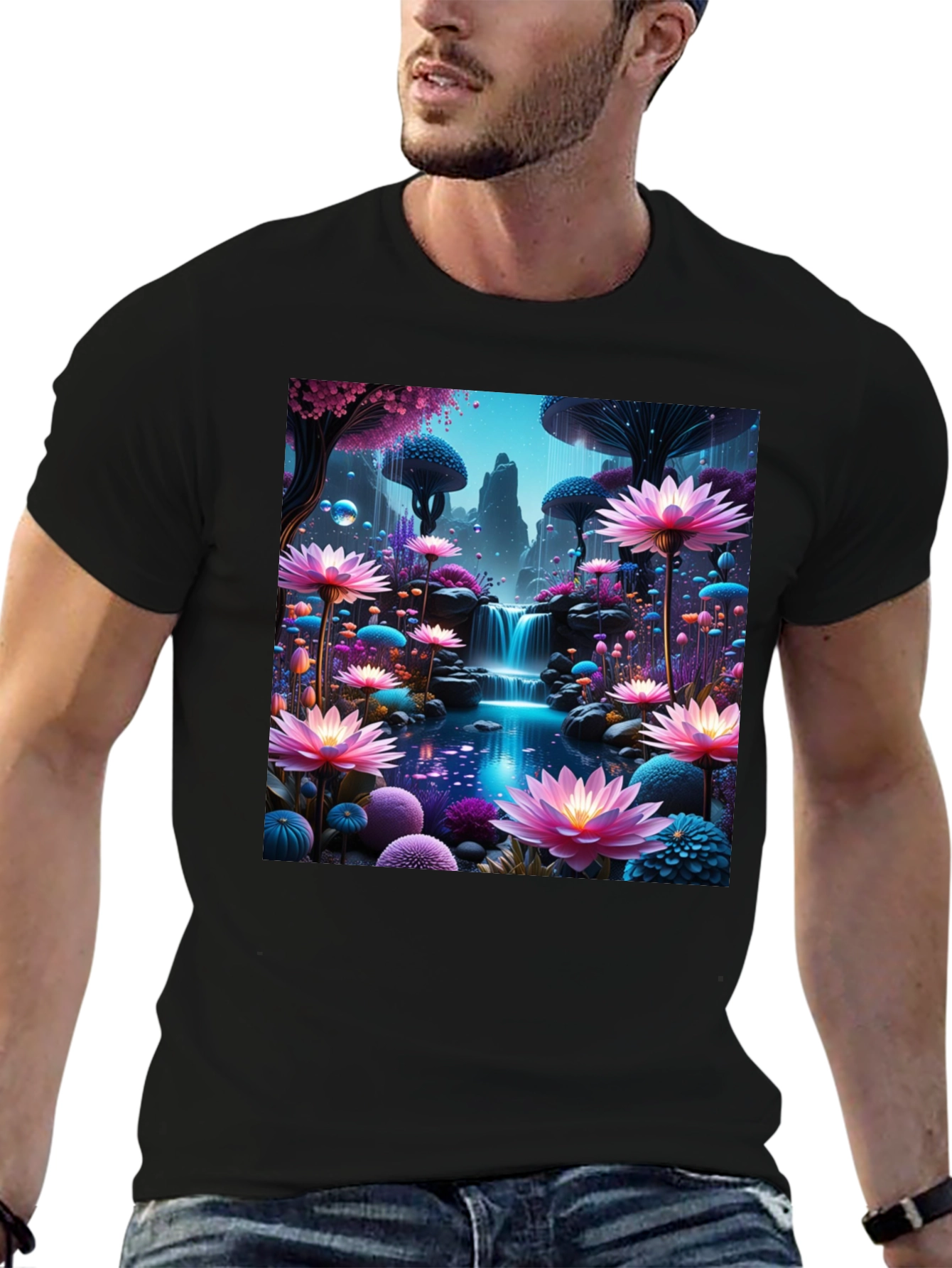Fantasy Flower Waterfall Graphic Tee