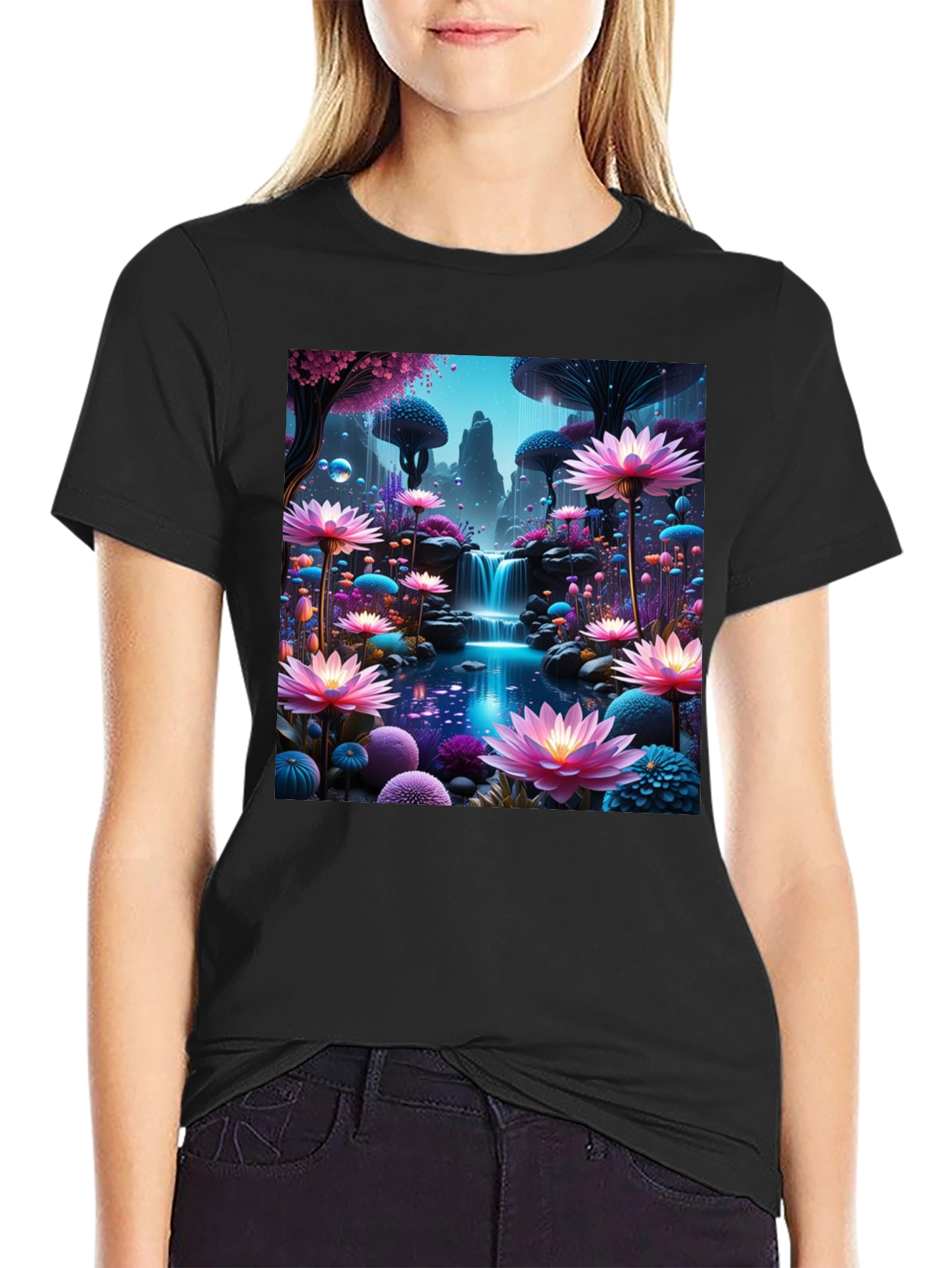Fantasy Flower Waterfall Graphic Tee