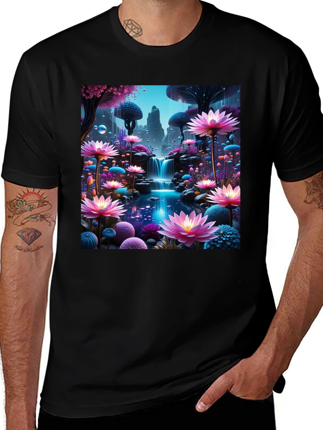 Fantasy Flower Waterfall Graphic Tee