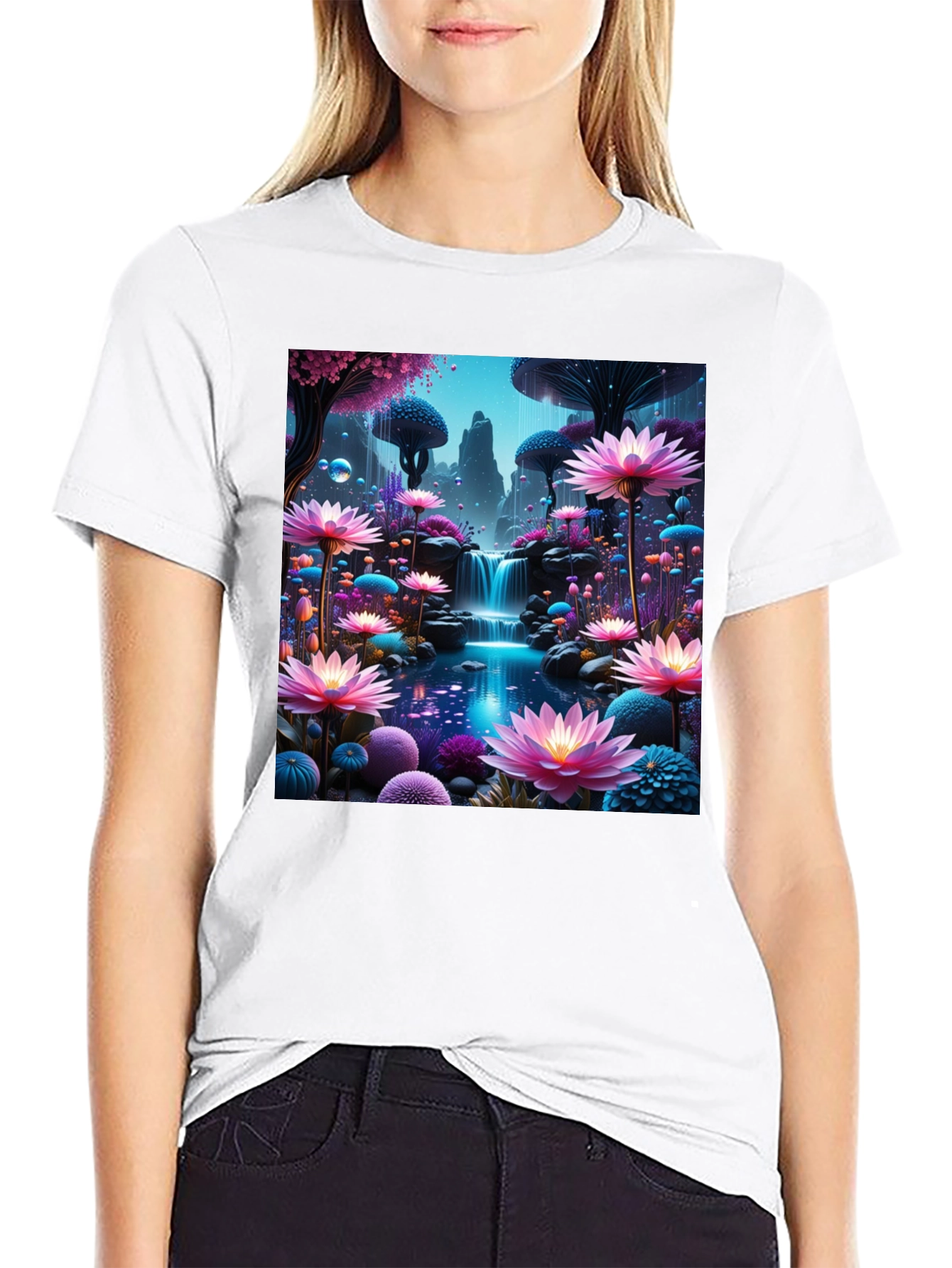 Fantasy Flower Waterfall Graphic Tee