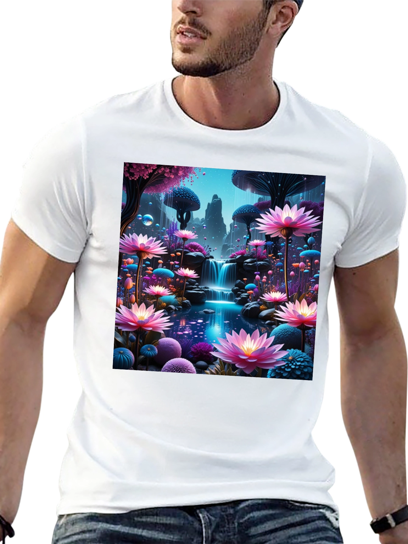 Fantasy Flower Waterfall Graphic Tee