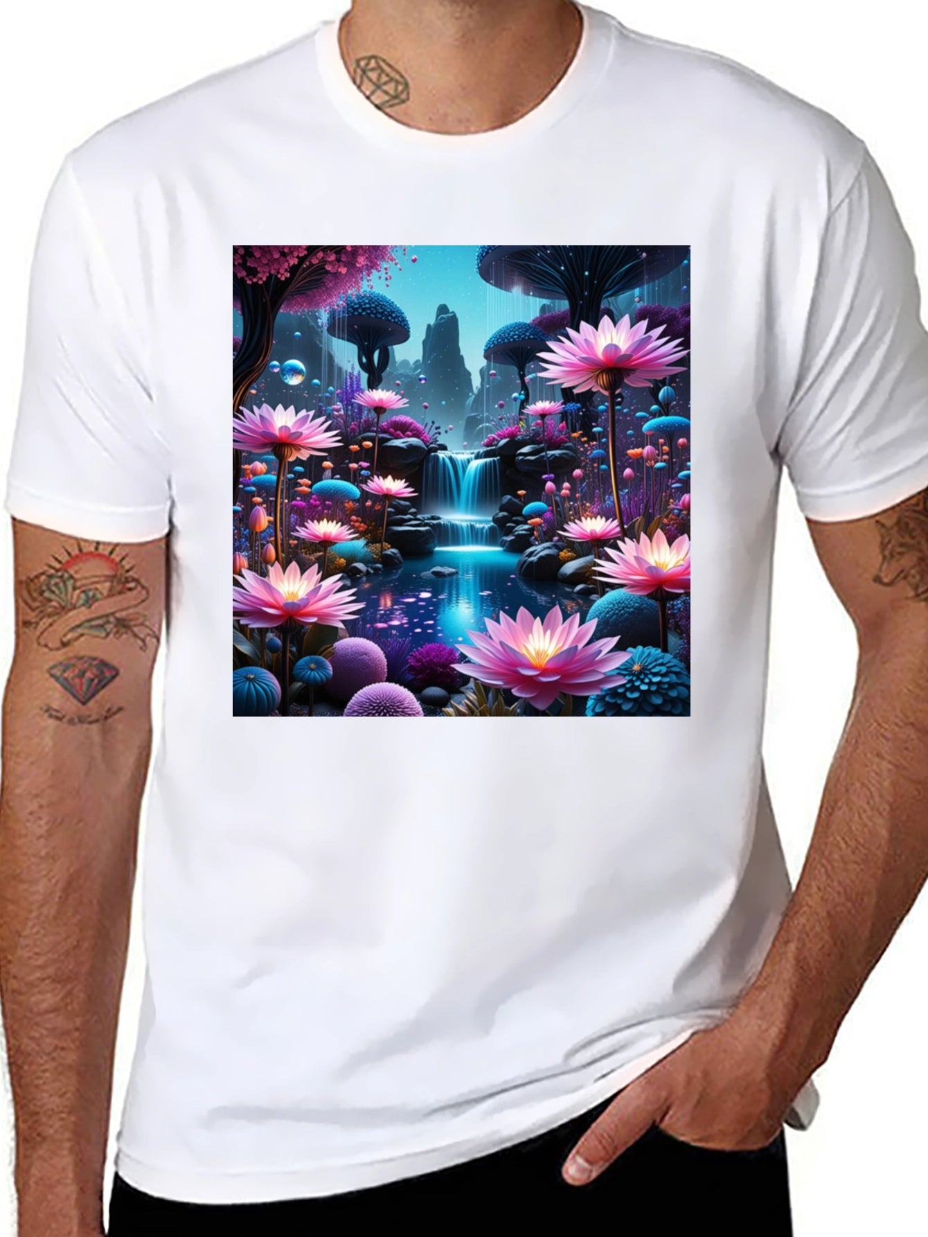 Fantasy Flower Waterfall Graphic Tee