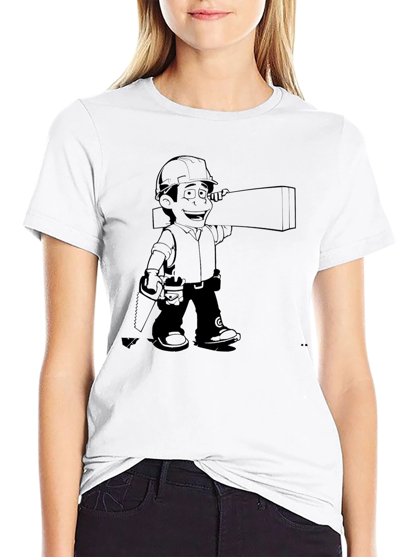 Cartoon Construction Worker Graphic Tee