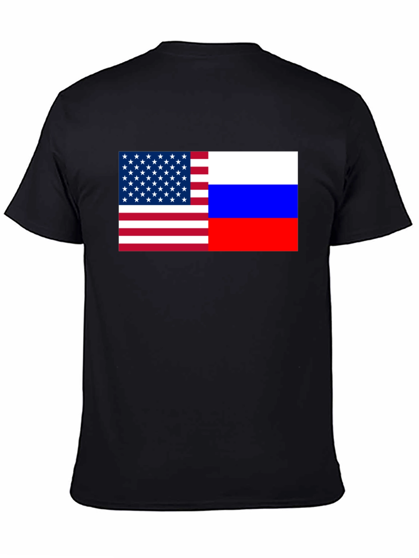 USA and Russia Flag Graphic Print T-Shirt